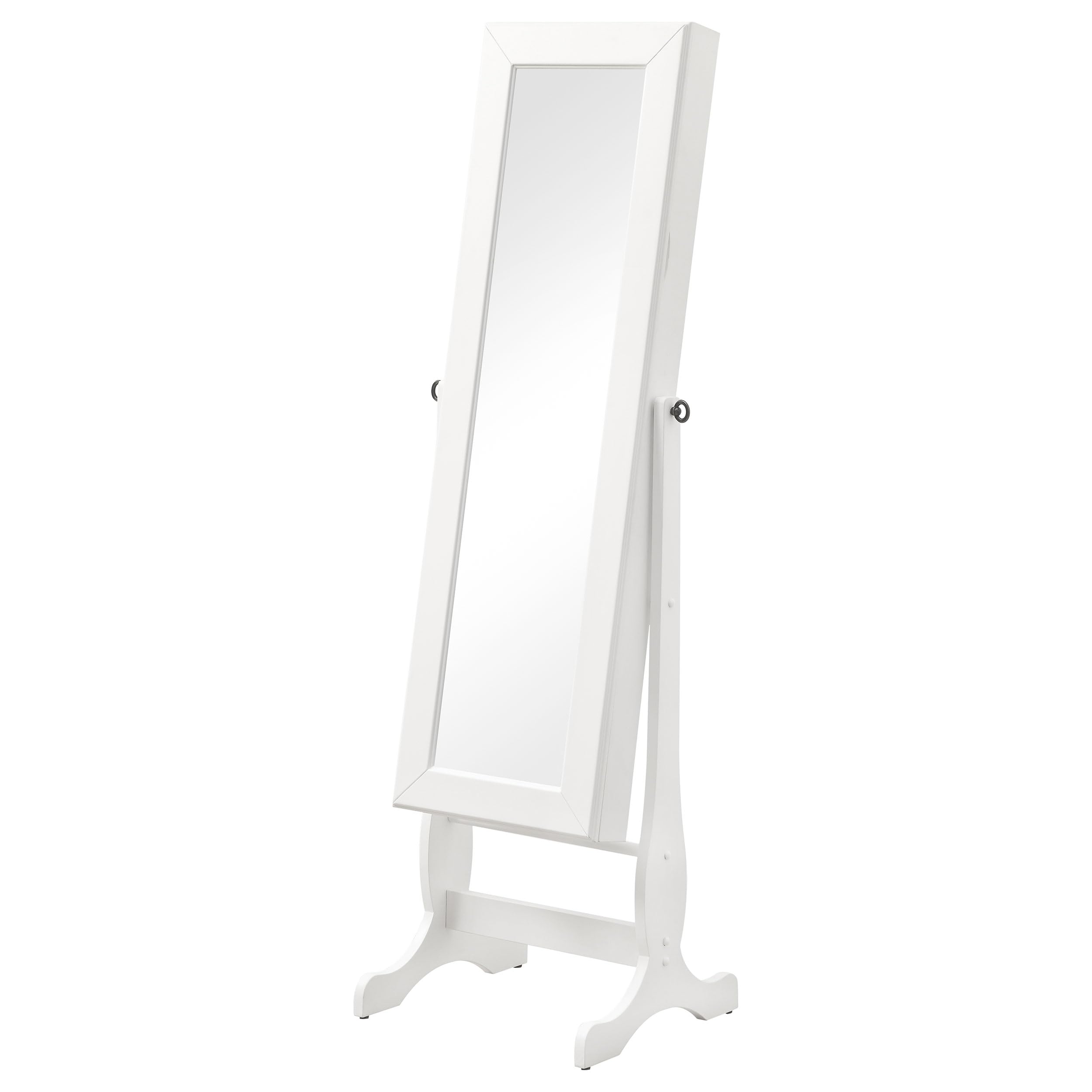 Batista Contemporary Rectangular Cheval Mirror with Jewelry Storage - Adjustable Full-Length Bedroom Mirror & Jewelry Armoire in White by Coaster Home Furnishings (901804) - Perfect for Dressing Rooms, Bedrooms & Vanity Areas