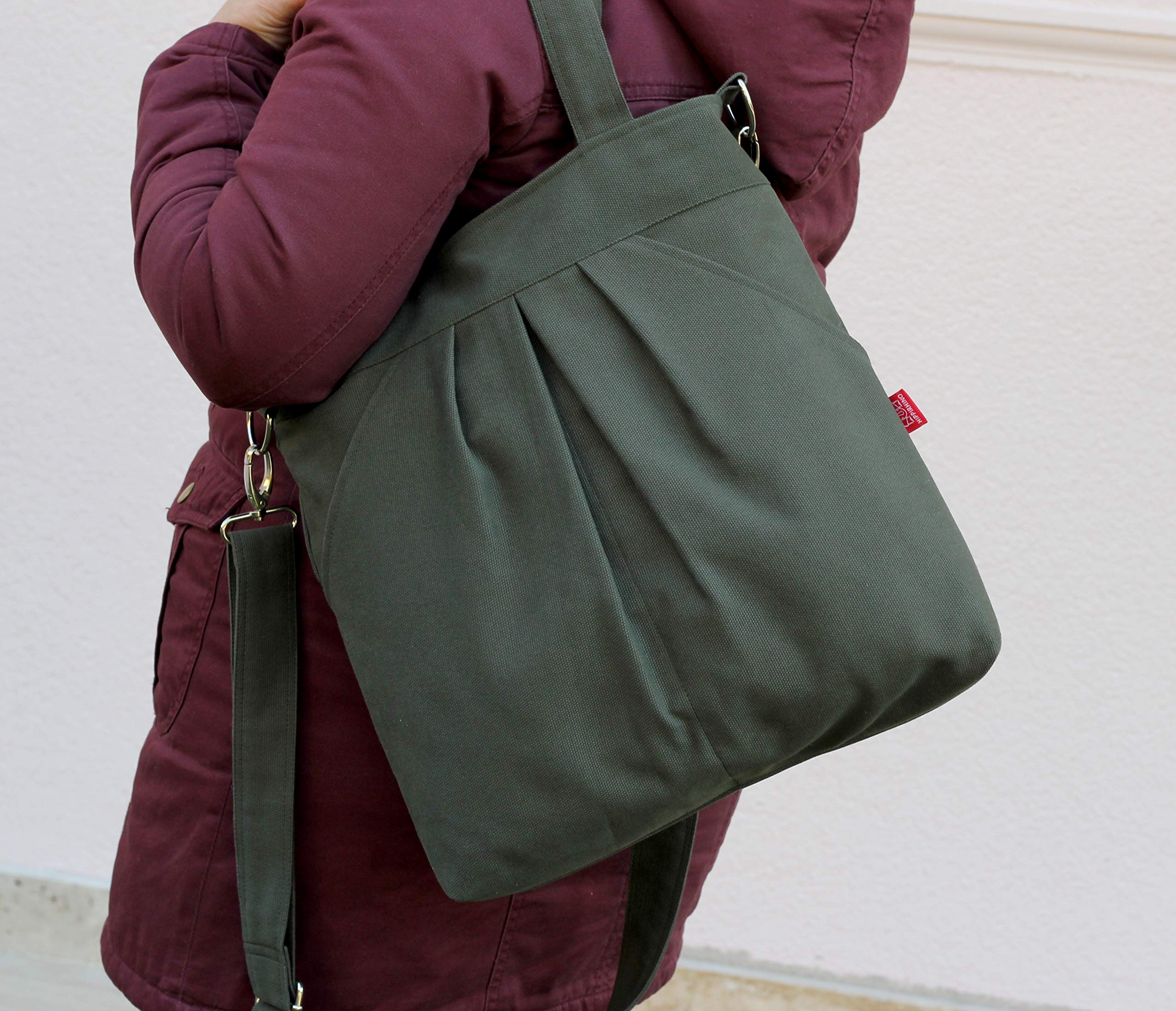 Large Vegan Eco-Friendly Tote Bag with Adjustable Crossbody Strap & Zipper Closure - Washable Carry All Bag for Casual Everyday Use, Weekend Travel & Shopping