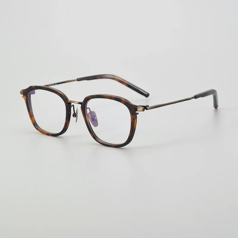 Stylish Black Acetate & Titanium Square Eyeglasses for Women - Full Rim Frame M110 | Perfect for Office, Reading & Everyday Fashion