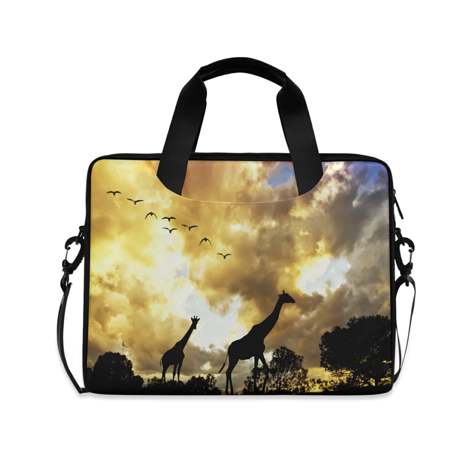 HUXINO 14-16 Inch Giraffe African Animal Laptop Sleeve Case - Durable Computer Bag for Men & Women with Shoulder Strap & Handle, Perfect for Work, School, Travel & Everyday Use