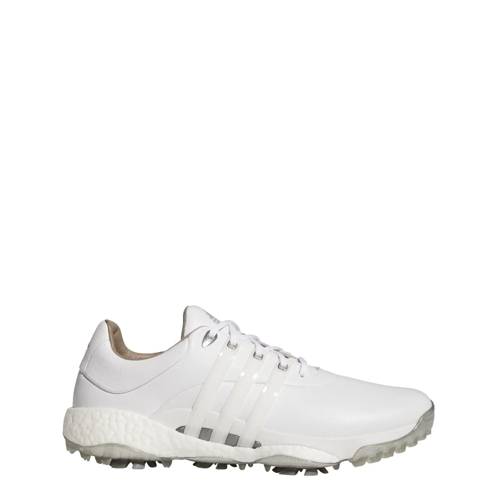 **Adidas Men's Tour360 22 Golf Shoes - White/Silver Metallic - Size 9 | Spiked Comfort & Performance for Golfers | Perfect for Tournaments & Practice Rounds**