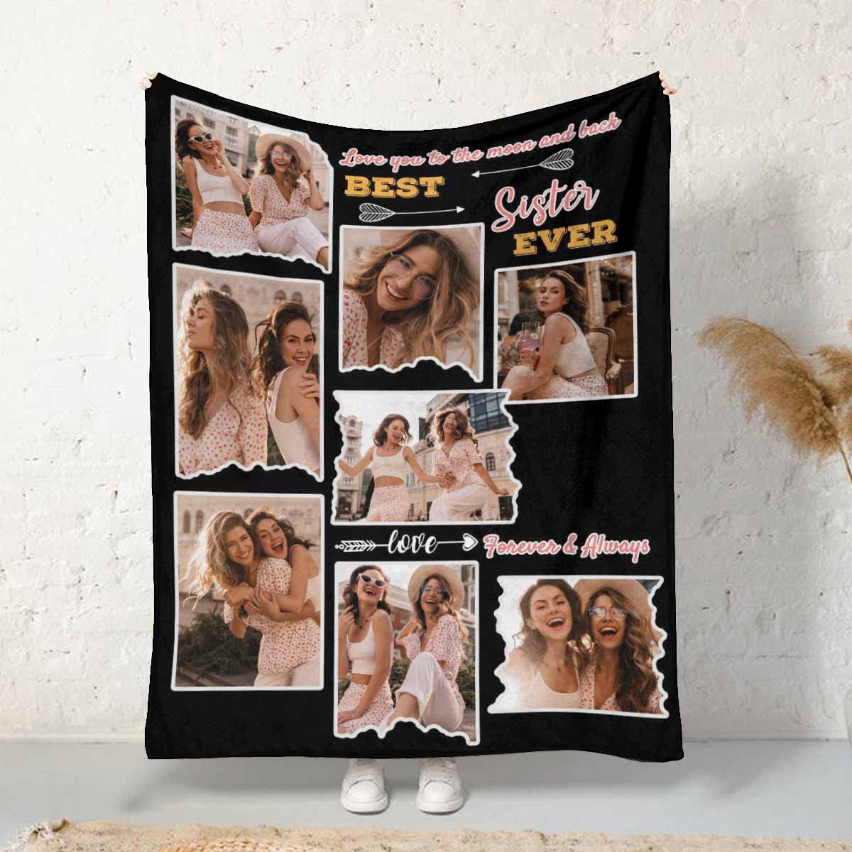 Personalized Best Friend Blanket - Love You to The Moon & Back, Best Sister Ever Forever, Custom BFF Throw Blanket, Birthday & Christmas Gifts for Women & Teens, 60x80, Perfect for Cozy Nights & Friendship Celebrations