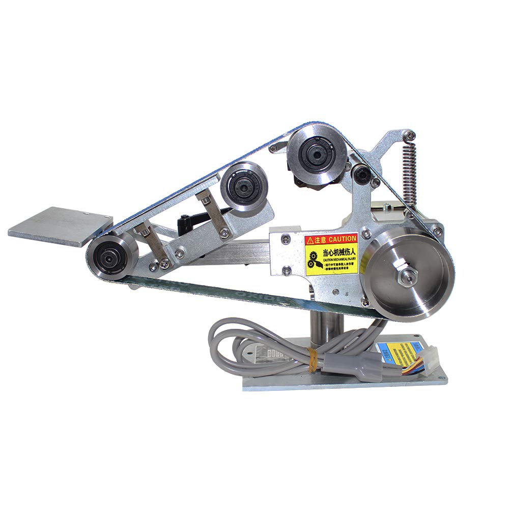 762X25MM Brushless Motor Belt Sander Polisher - 110V Grinding & Sharpening Machine with Fixed Angle Open V Clamp | Perfect for Woodworking, Metal Polishing & DIY Projects