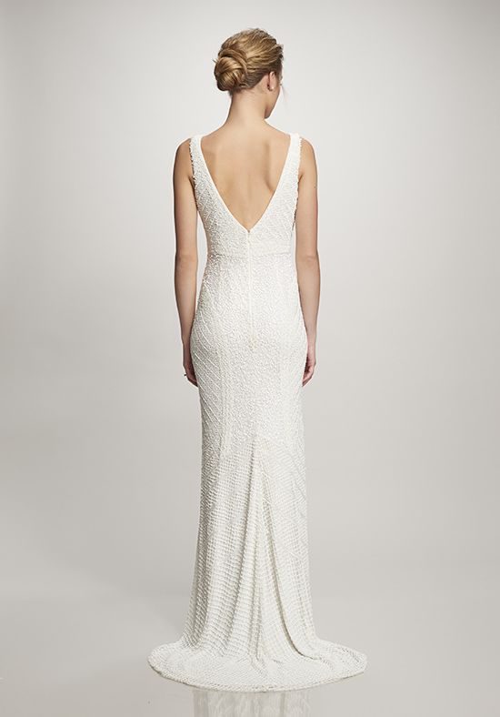 Theia Caitlin 890062 Lace Wedding Dress with Long Train - Perfect for Bridal Ceremony & Formal Events