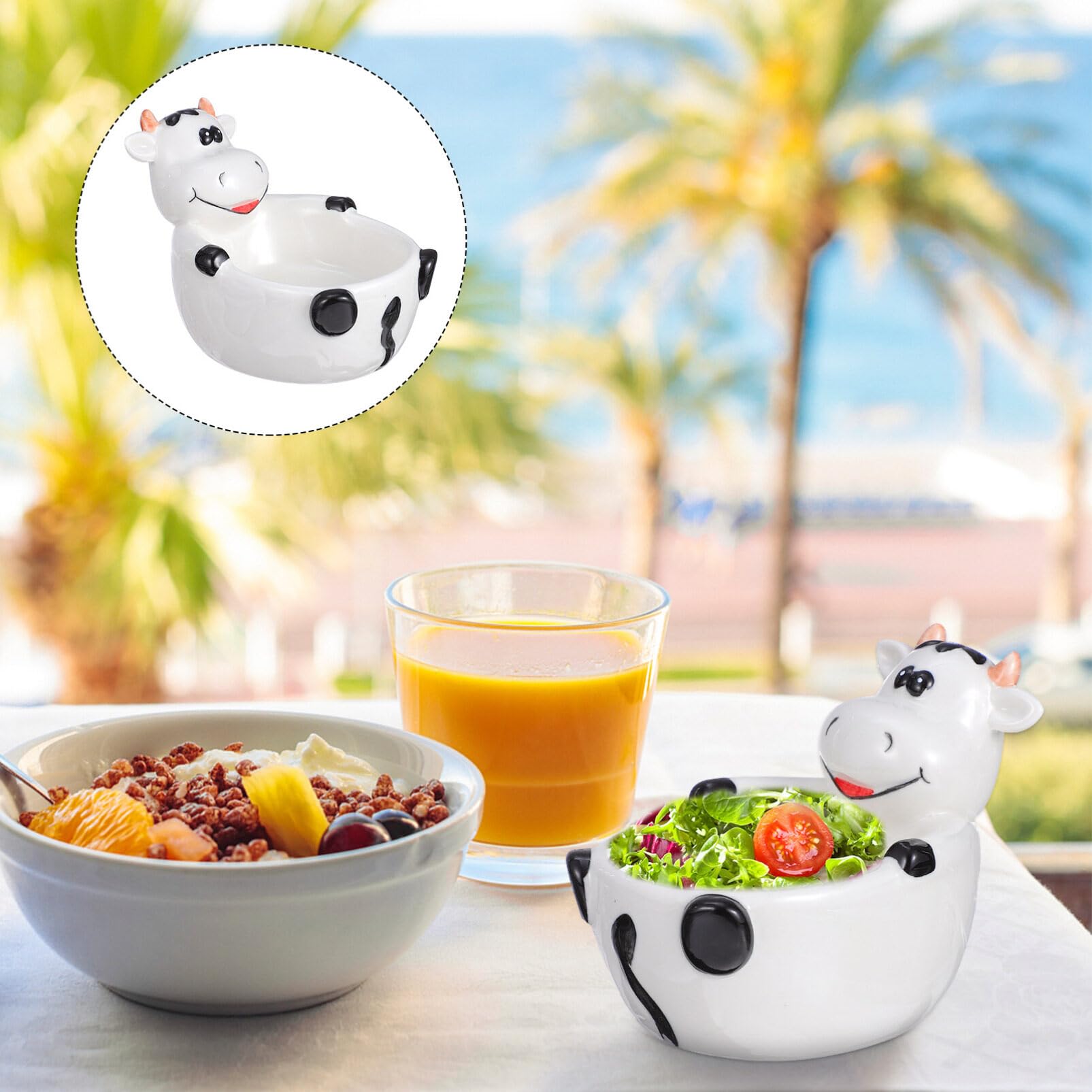 Premium Ceramic Mixing Bowls Set - 3-Piece Cow Print Salad, Fruit & Cereal Bowls for Kitchen | Decorative Porcelain Serving Bowls for Desserts, Snacks & Breakfast | Perfect for Home, Restaurants & Gifts