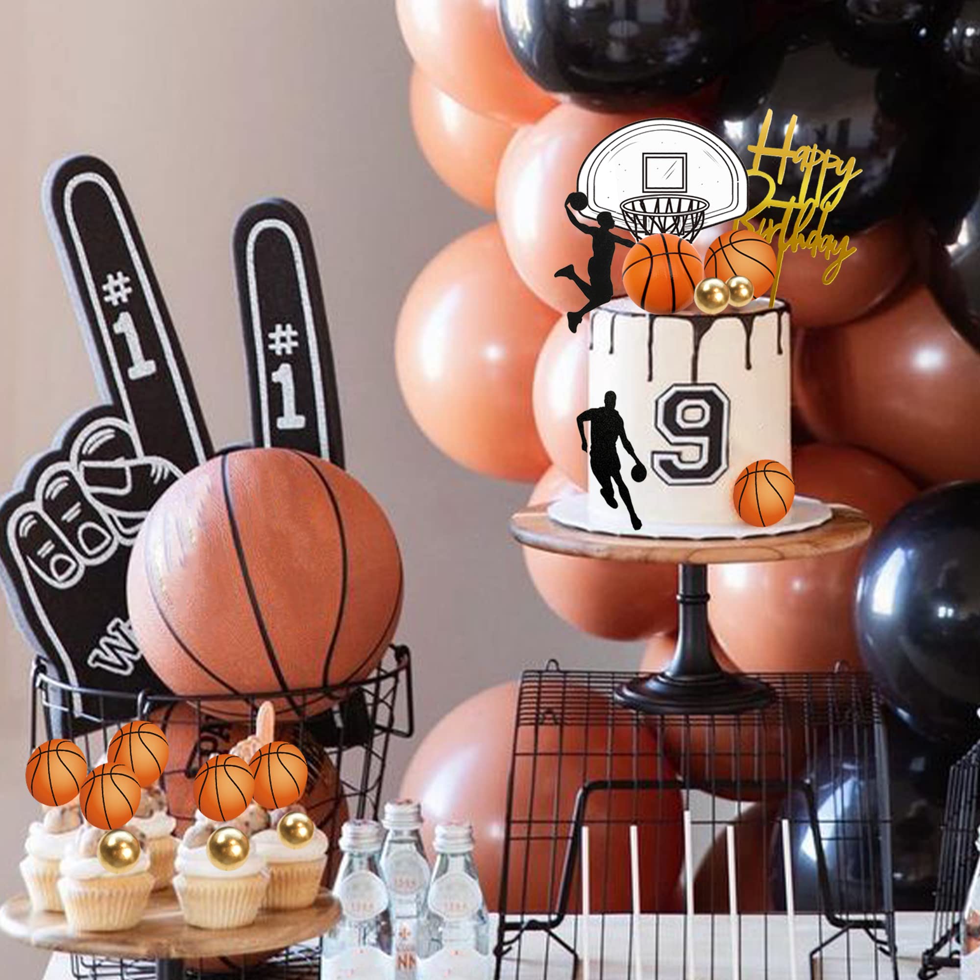 20 PCS Basketball Cake Toppers - Star Themed Birthday Party Decorations for Sports Cakes, Cupcakes & Desserts | Perfect for NBA, March Madness & Basketball Theme Parties