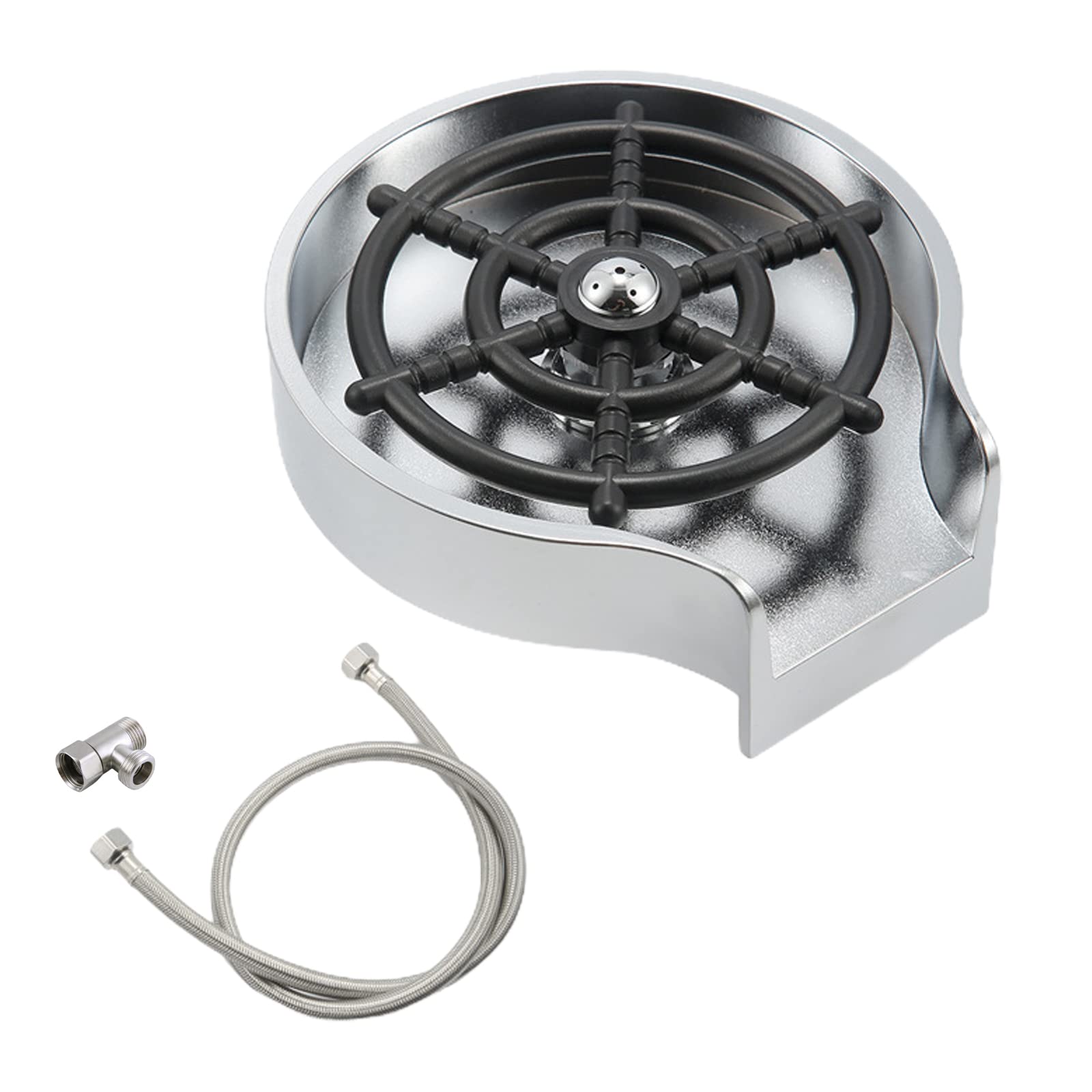 DRYEN Glass Rinser for Kitchen Sink - Matte Silver Bottle Washer | Baby & Bar Glass Cleaning