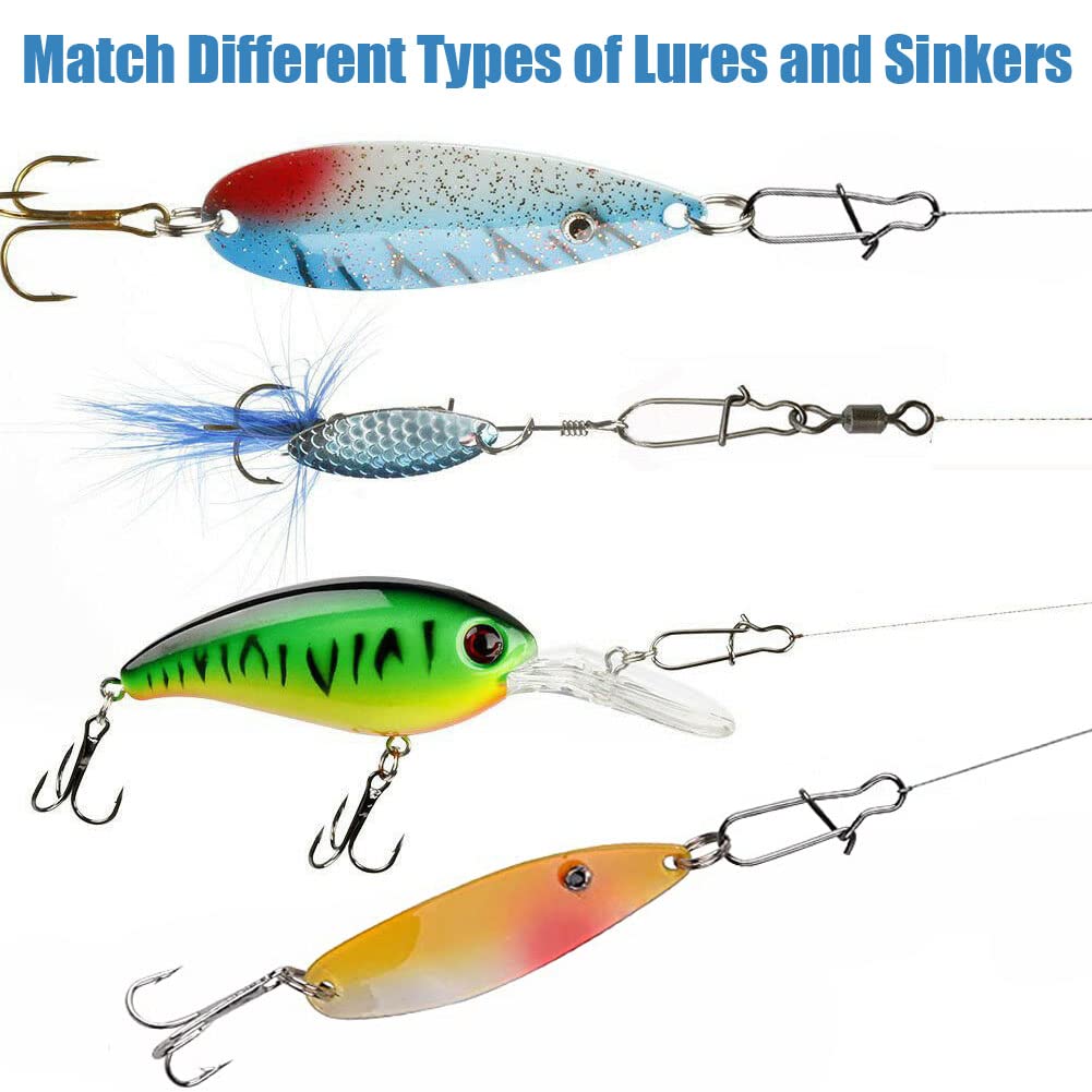 JSHANMEI Strong Stainless Steel Fishing Snaps Clip Duo Lock Snap Swivels - Quick Change Lure Snap Fishing Clips for Freshwater & Saltwater Fishing - Perfect for Bass, Trout, and Saltwater Game Fish