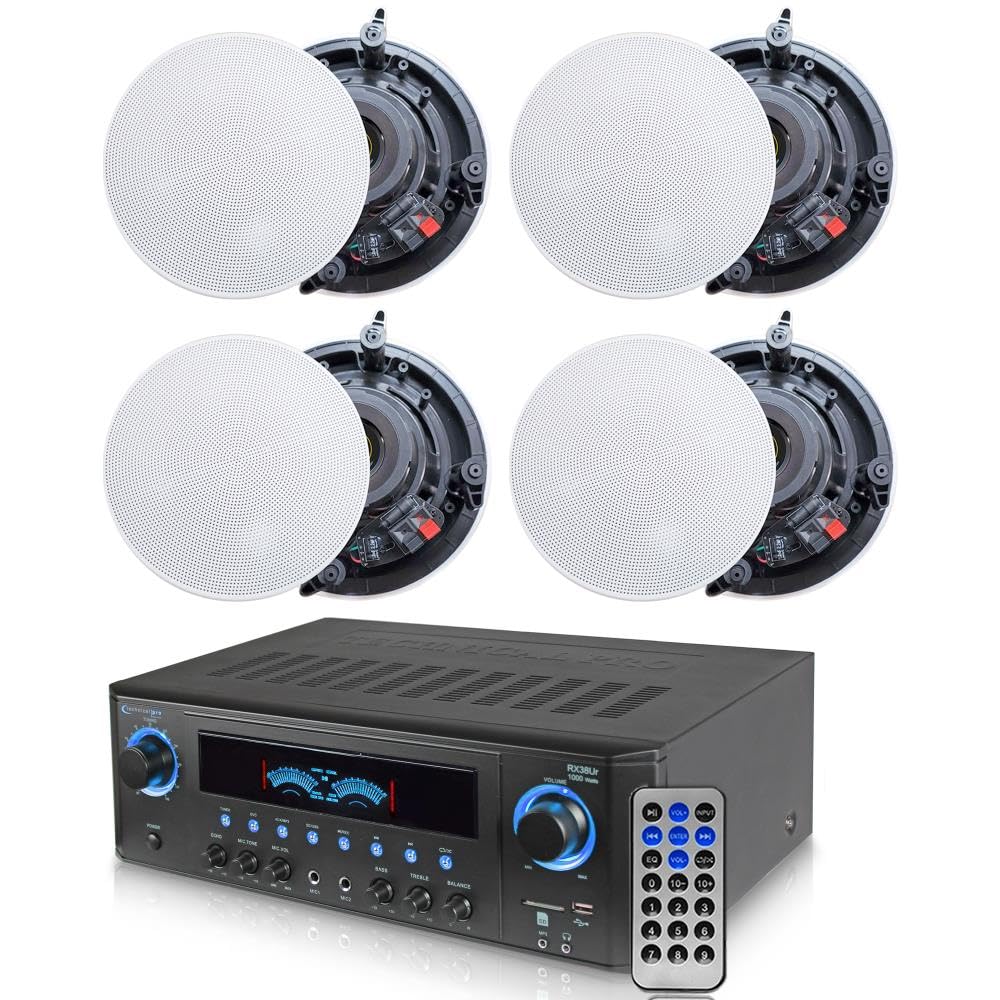 Technical Pro 1000W Professional Home Theater Receiver System with USB/SD Inputs & 2 Pairs of 5.25