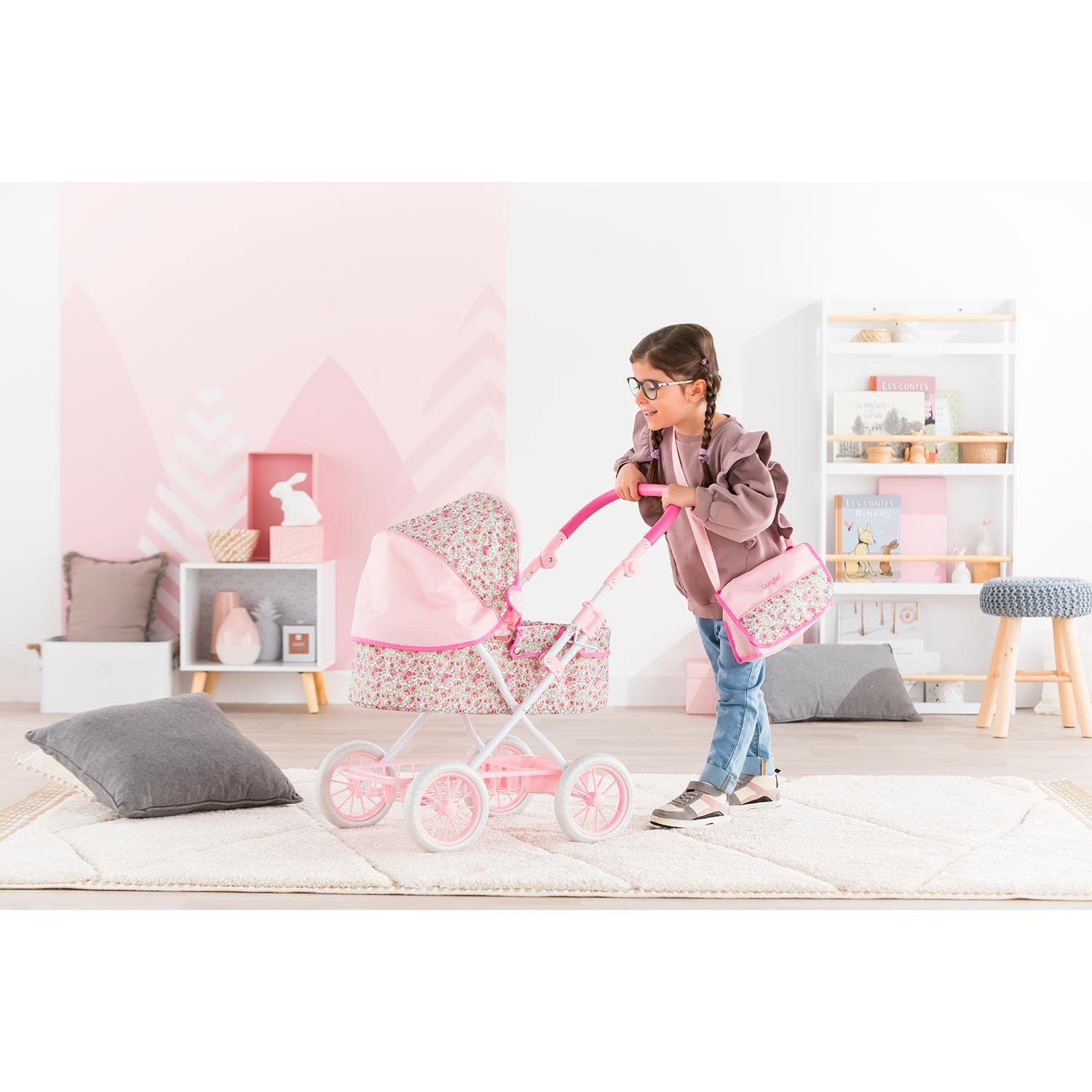 Corolle Mon Grand Poupon Doll Stroller - Adjustable Handle & Foldable Design for 14