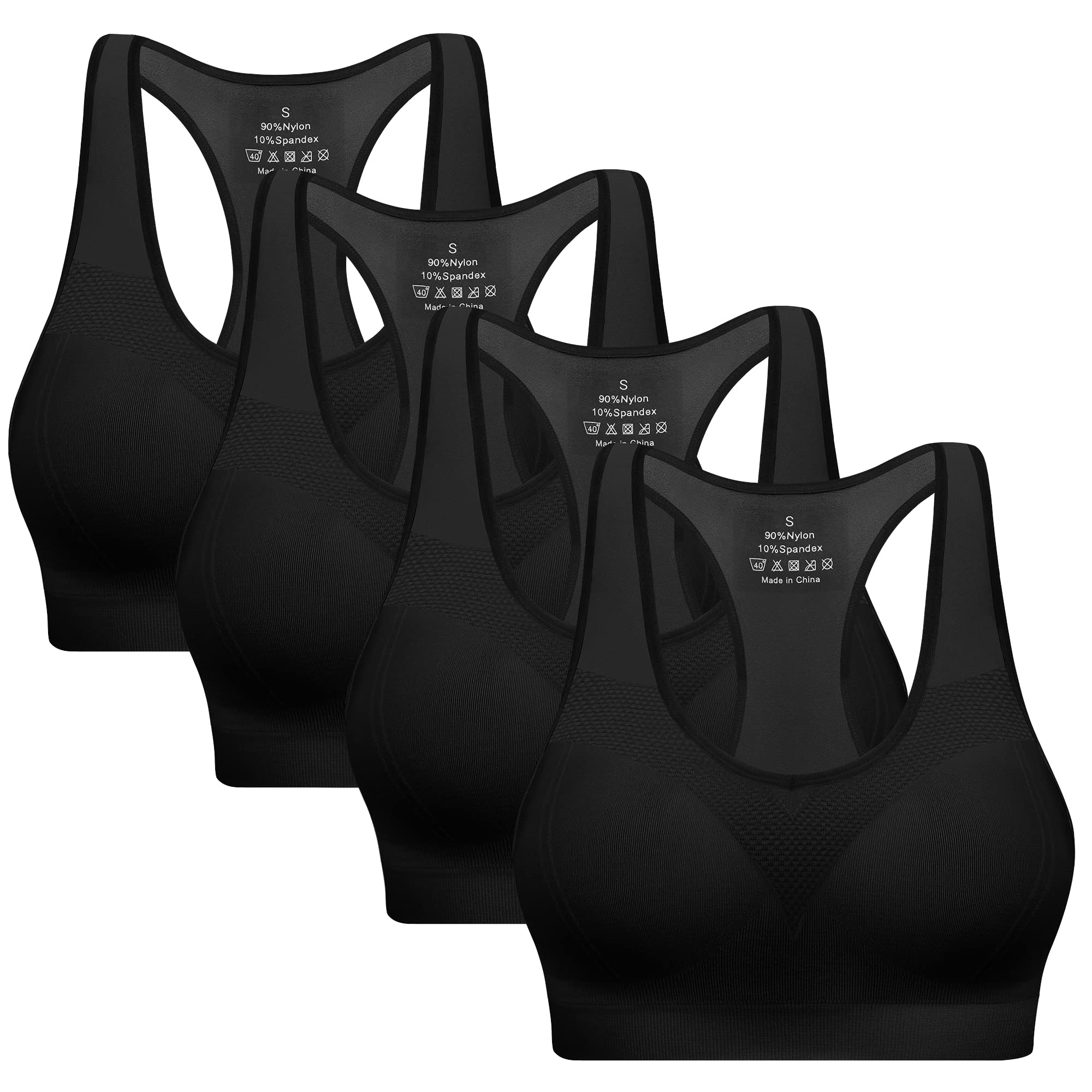 High Impact Racerback Sports Bras for Women with Removable Pads - Workout, Yoga & Running Athletic Tank Tops - Comfortable Support for Active Lifestyles