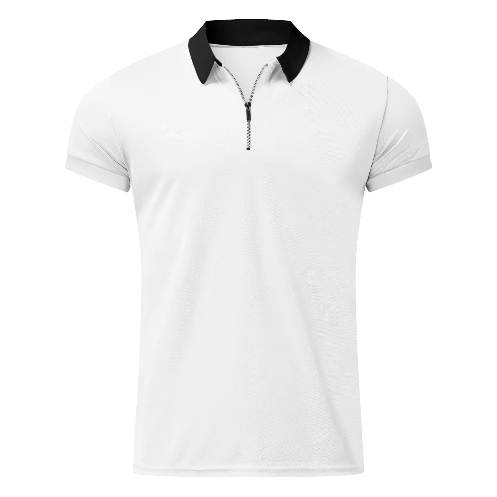 Men's Slim Fit Polo Shirts - Short Sleeve Business Casual Shirts with Zipper Collar for Golf, Office & Outdoor Activities | Big & Tall Sizes Available