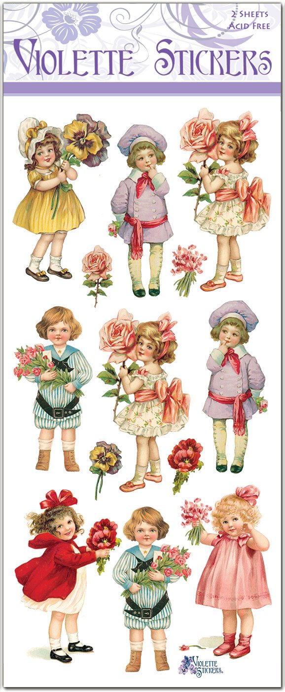 Victorian Children with Flowers - Vintage Floral Wall Art for Nursery, Bedroom & Living Room Decor