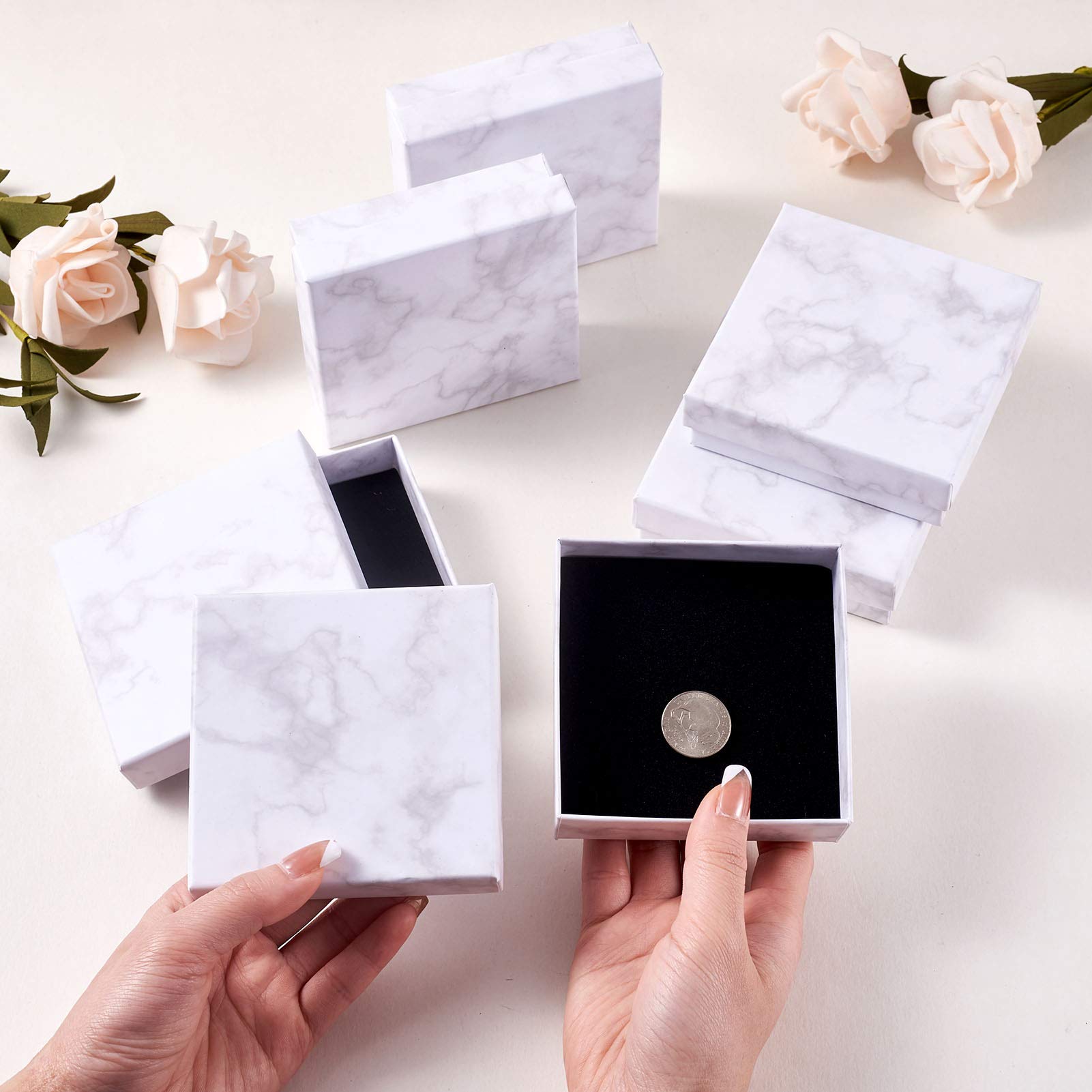 KISSITTY 18pcs White Jewelry Gift Boxes 3.6x3.6in - Perfect for Bracelets & Rings