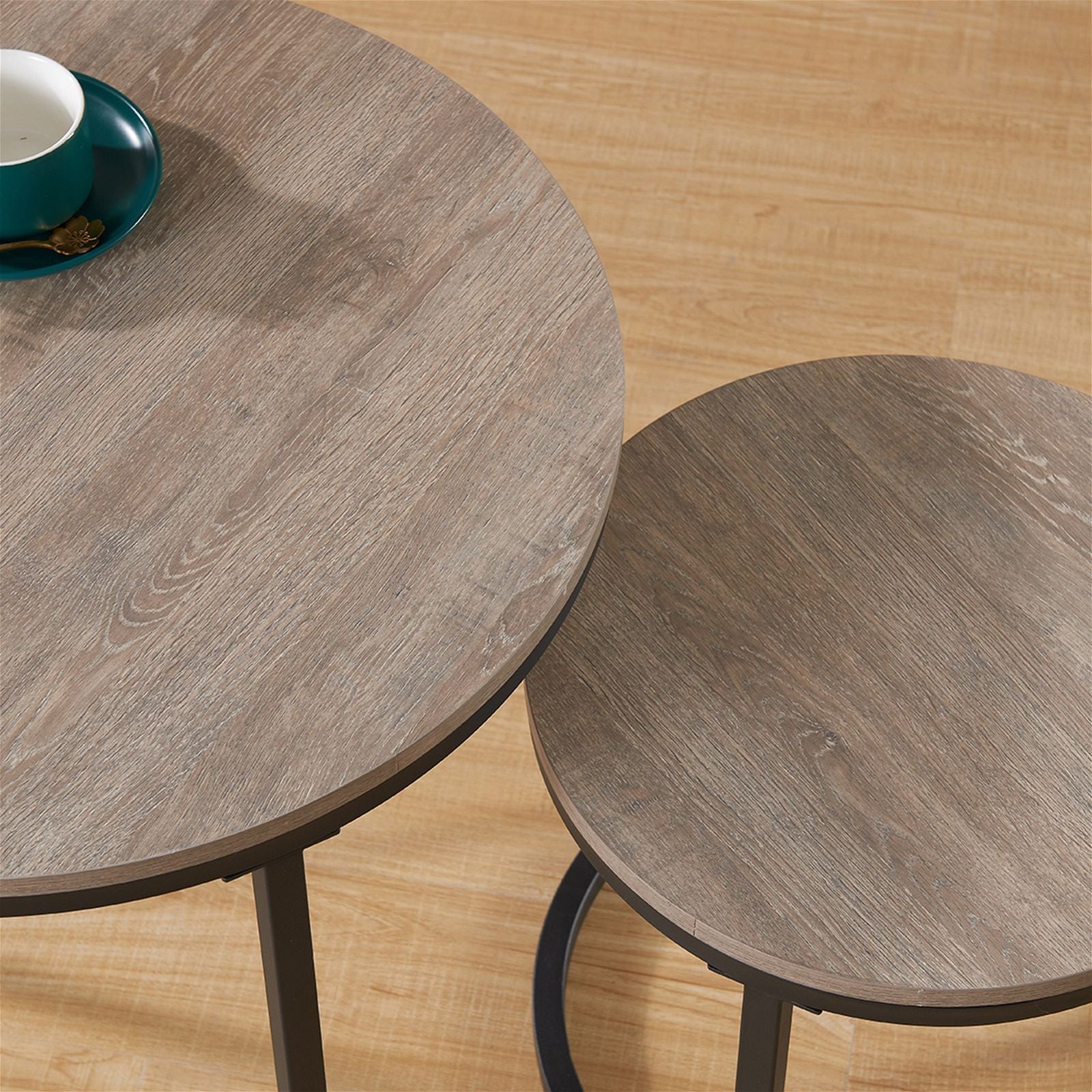 ECHO 600 Nested Coffee Table Set - Solid Oak Wood Modern Nesting Tables for Living Room - Perfect for Small Spaces, Home Decor & Coffee Table Styling
