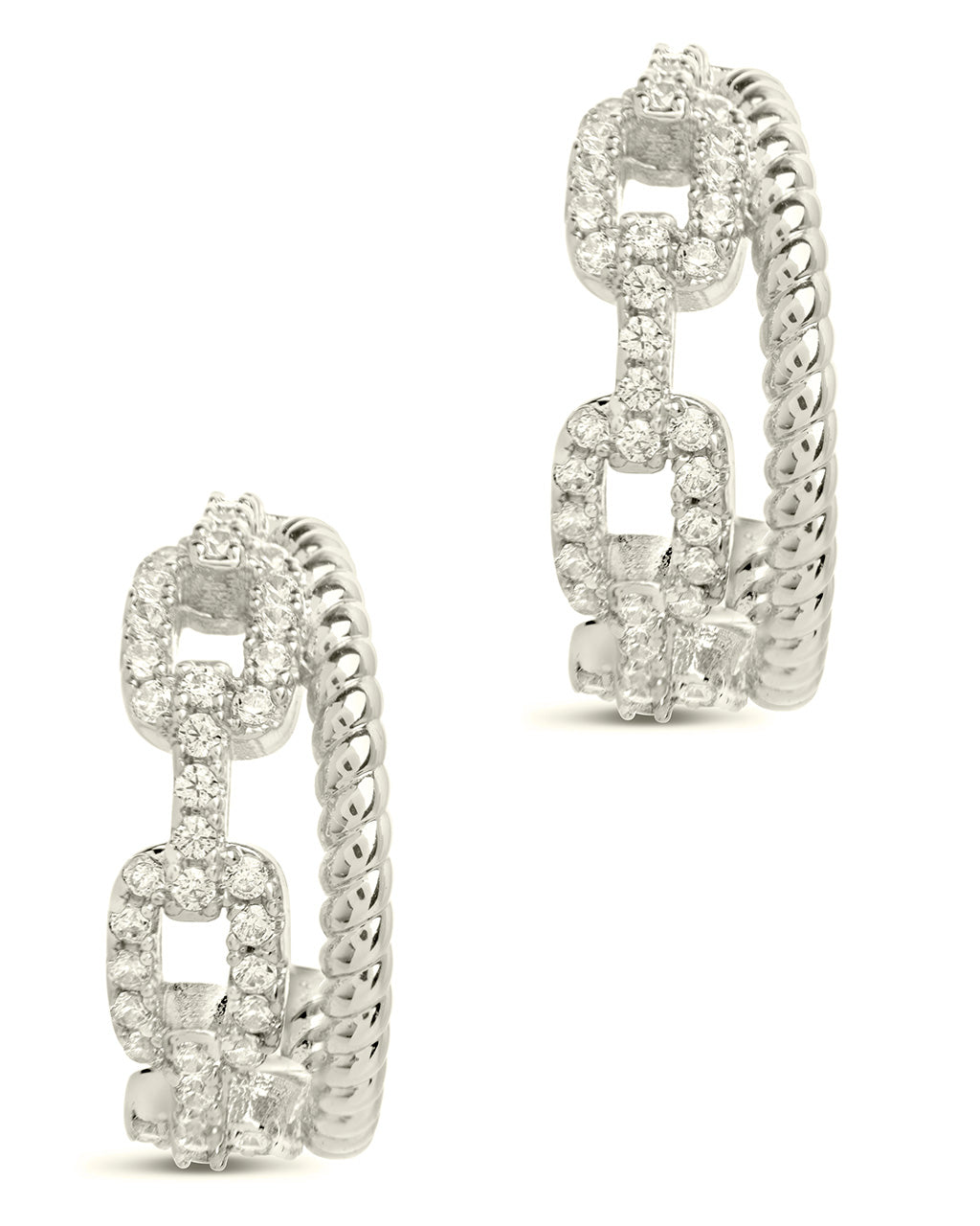 CZ Chain Link Hoop Earrings for Women - Gold Rope Design Dangle Earrings | Trendy Fashion Jewelry for Party, Date Night & Everyday Wear