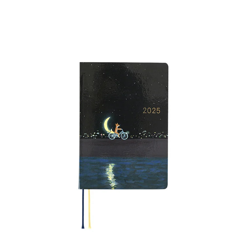 Hobonichi Techo 2025 Planner - A6 Size Daily English Edition with Crescent Moon Design by Hiroko Kubota | January Start, Monday Start | Perfect for Journaling, Planning & Productivity