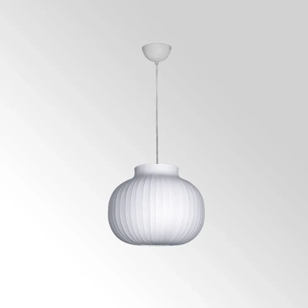 Elegant White Translucent Pendant Light with Curved Pleats - Modern Glass Ceiling Lamp for Kitchen Island, Dining Room & Bedroom Lighting Decor