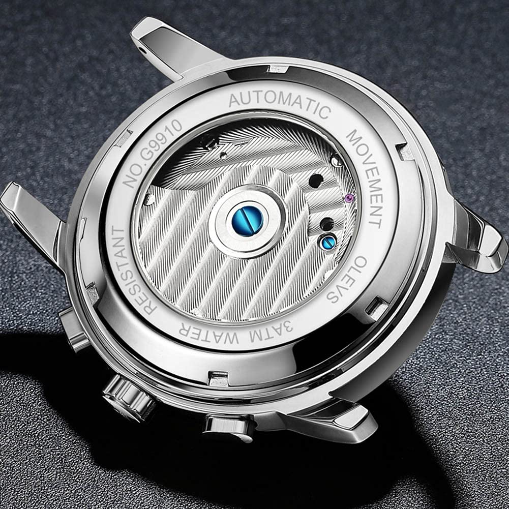 OLEVS Men's Automatic Self-Winding Tourbillon Watch - Luxury Stainless Steel Dress Watch with Luminous Hands & Waterproof Design - Perfect for Business, Formal Events & Everyday Wear