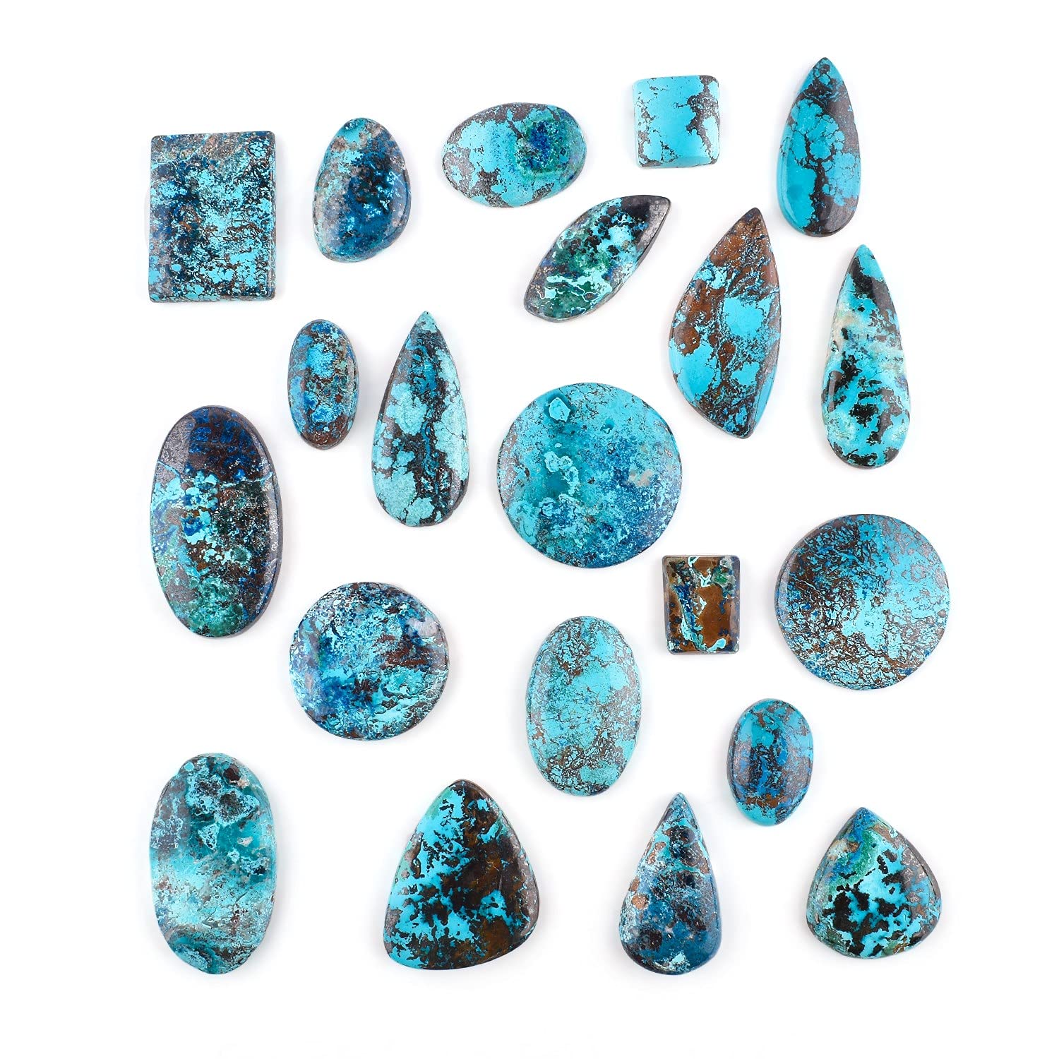 Natural Azurite with Chrysocolla Cabochon Crystal - Healing Chakra Stone, Birthstone for Jewelry Making, DIY Crafts, Wire Wrapping (500 Carats) - Perfect for Meditation, Energy Healing, and Handmade Jewelry Designs