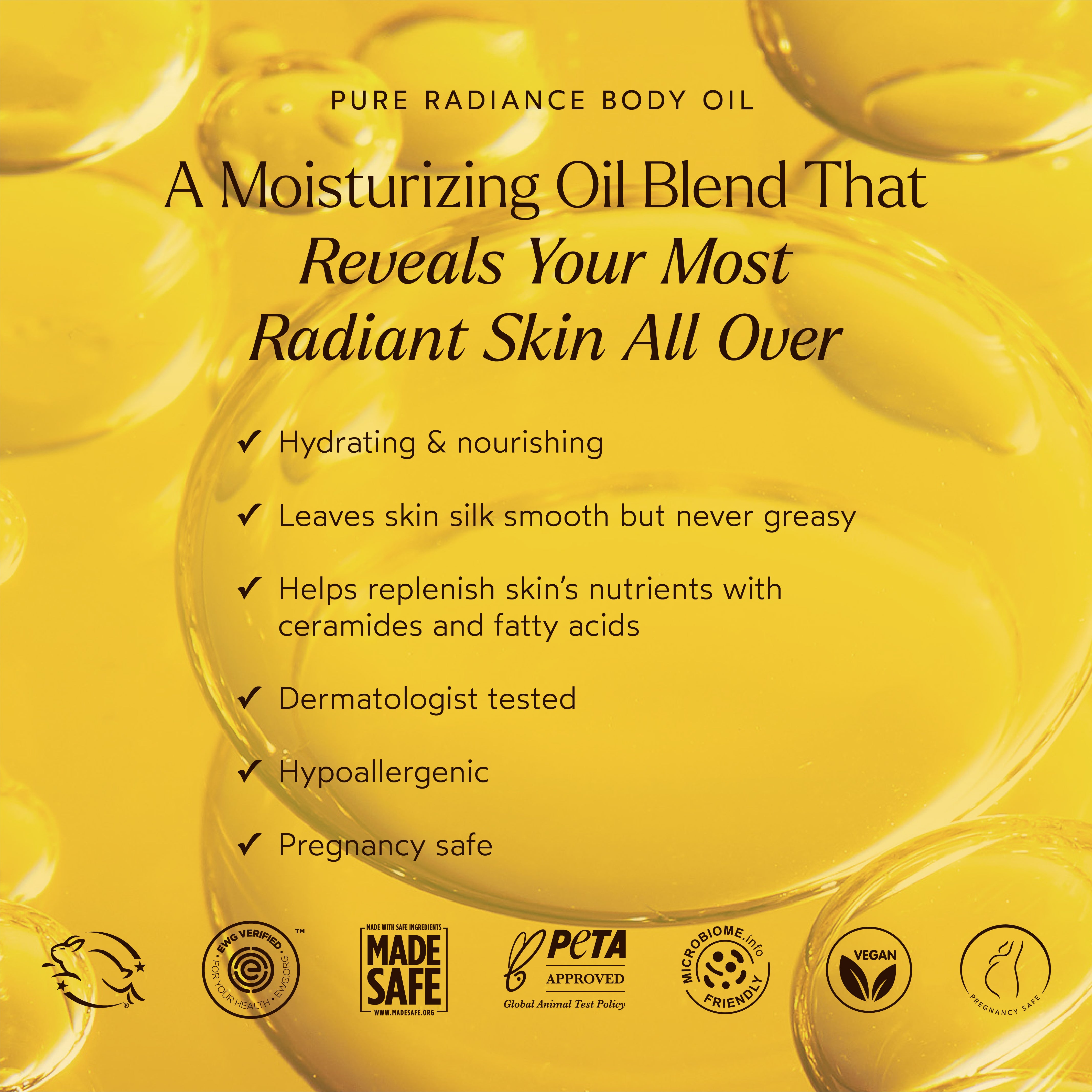Pure Radiance Body Oil - Organic Hydrating & Glowing Skin Care for Women - Perfect for Daily Moisturizing, Massage & Spa Treatments