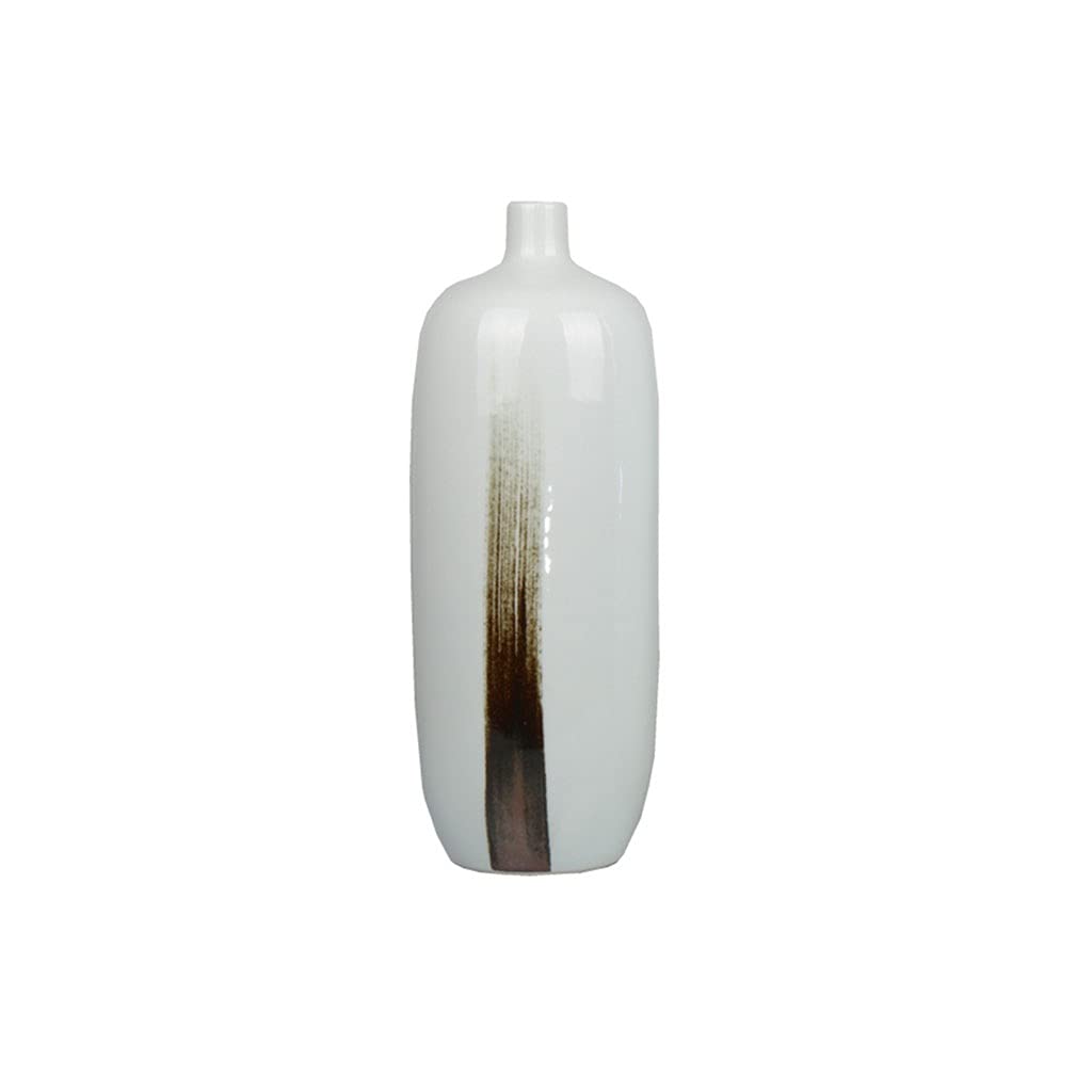 Modern White Ceramic Vase - Chinese Style Narrow Mouth Geometric Decorative Vase for Home, Restaurant, Coffee Table & Office Desk Decor (Small Size) | Perfect for Floral Arrangements, Centerpieces & Interior Design Accents