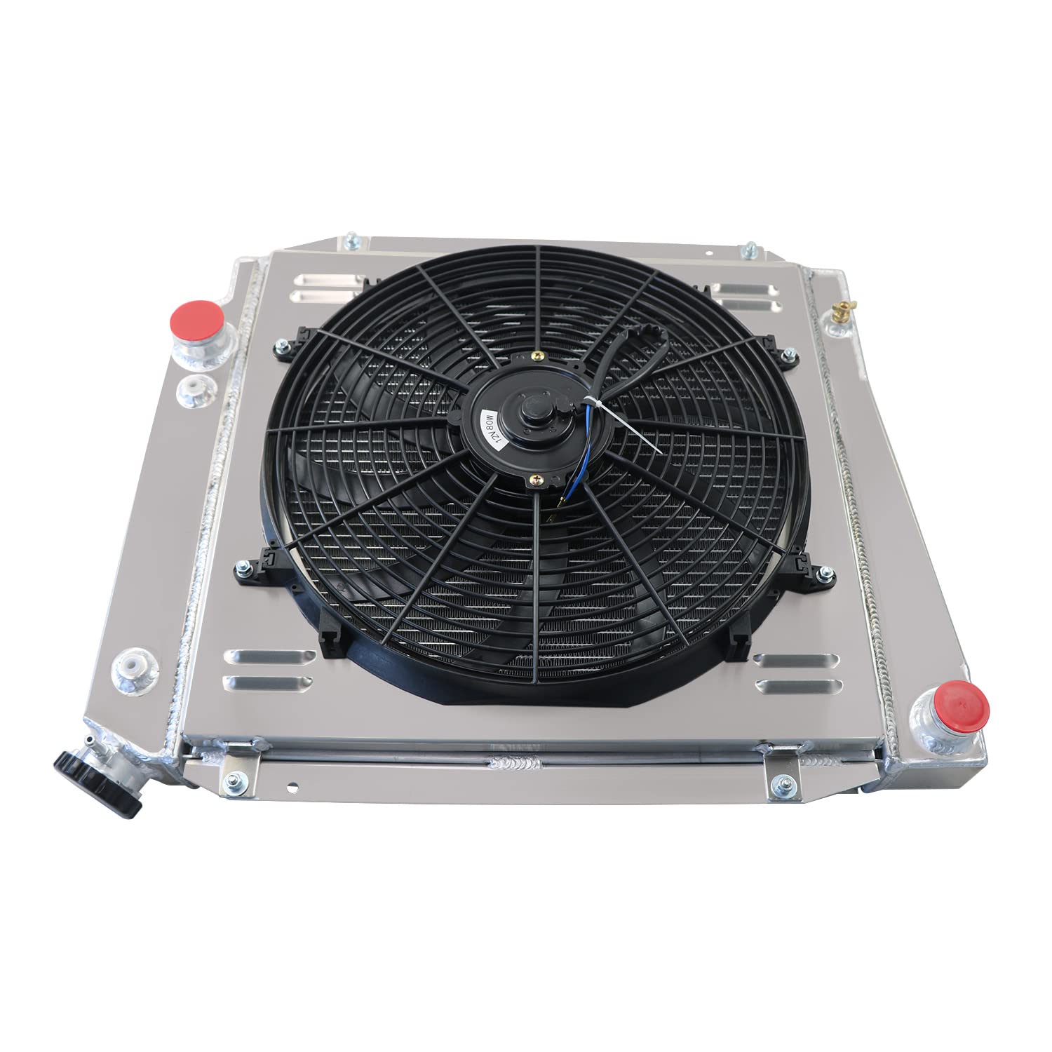1968-1977 Ford Early Bronco Wagon Roadster 5.0L V8 3-Row Aluminum Radiator with Shroud Fan & Thermostat Relay Kit - High Performance Cooling System for Off-Roading, Towing & Hot Weather Driving