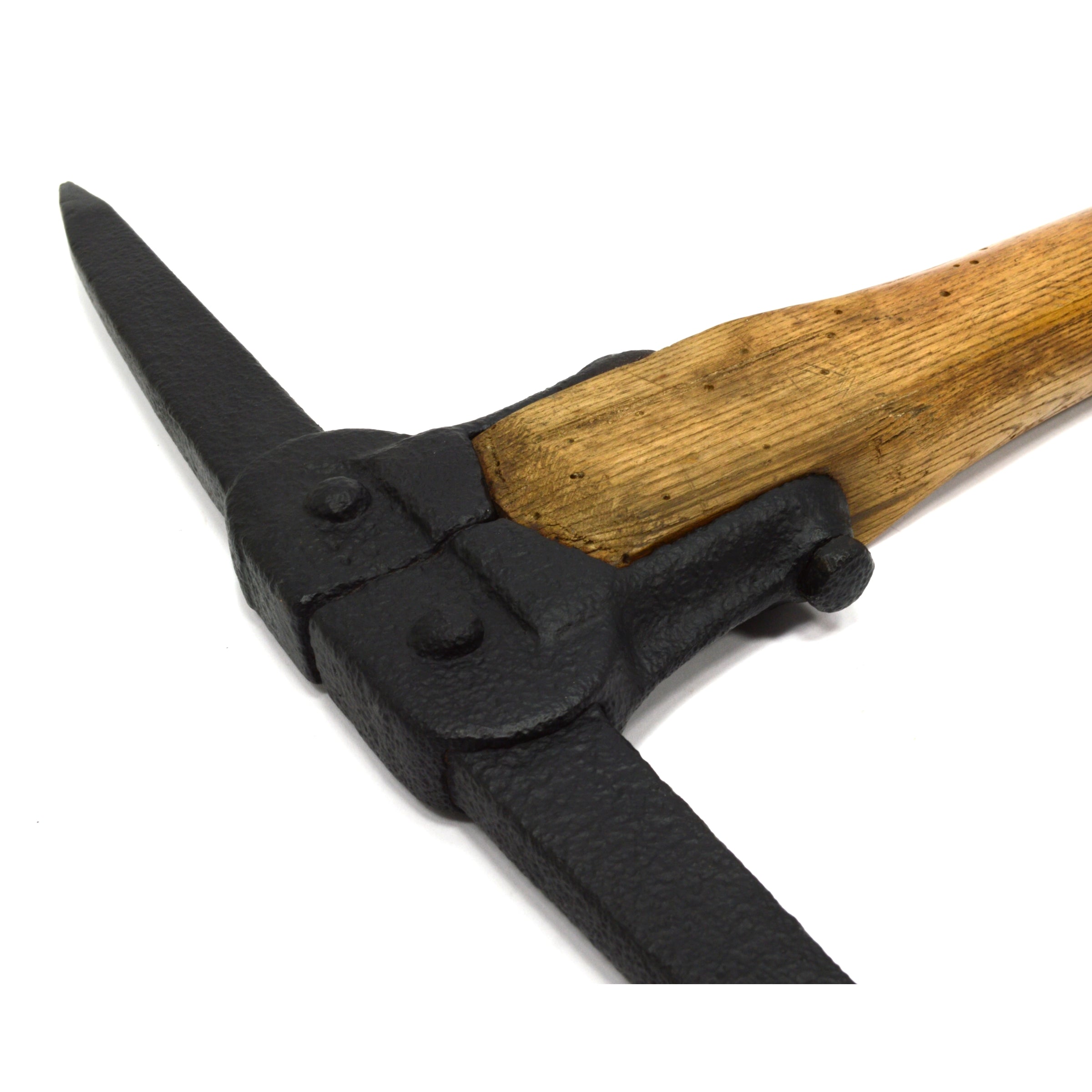 Antique Miner's Pick Axe with Unique Eyeless & Strapped Head - Rare Restored Collectible for Mining Enthusiasts & Historical Reenactments