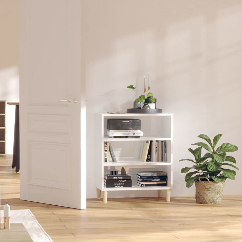 Modern Sideboard Buffet Cabinet - White High Gloss Wood Storage with Open Shelves | Kitchen Serving Cabinet, Dining Room Console Table | Perfect for Small Space Organization & Entertaining Guests