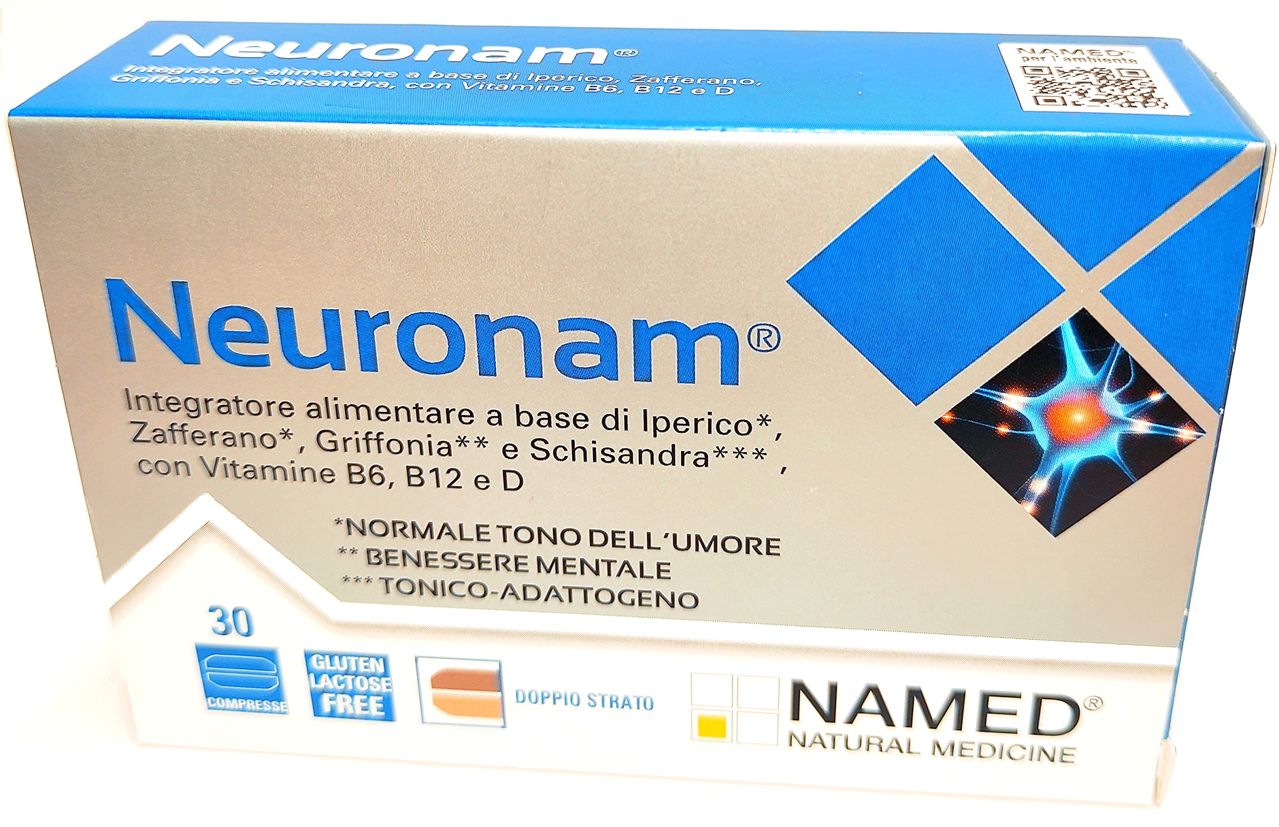 NAMED Neuronam 30 Tablets - Dietary Supplement with St. John's Wort, Saffron, Griffonia & Schisandra, Enriched with Vitamins B6, B12 & D | Supports Mood Balance & Stress Relief | Ideal for Daily Wellness & Mental Clarity