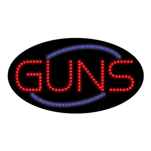 Guns LED Dots Sign #24218 - Glow in The Dark Wall Decor for Man Cave, Bar, or Game Room - Perfect for Home, Office, and Party Lighting