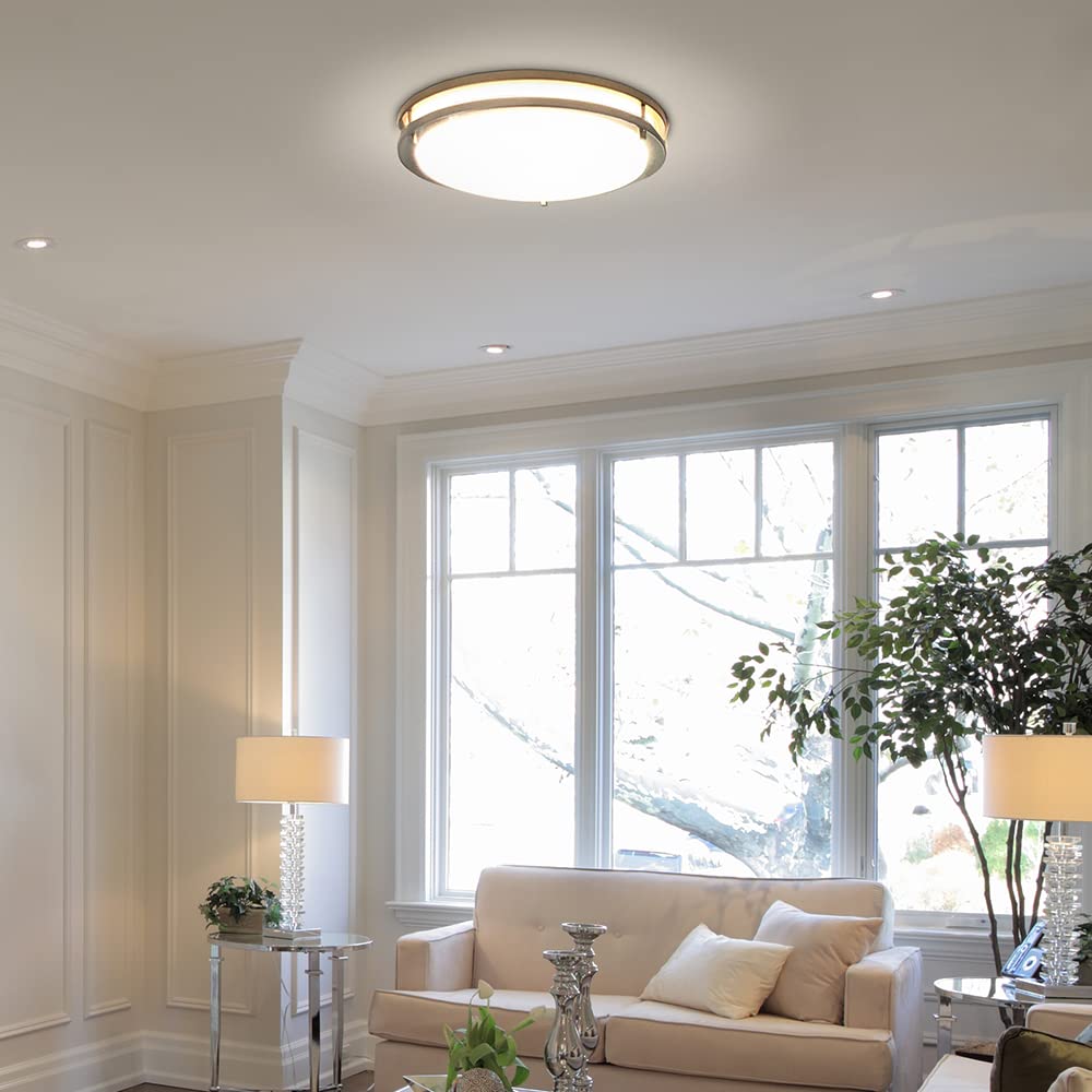 Maxxima 18 Inch 5 CCT LED Flush Mount Ceiling Light Fixture with 3-Way Digital Dimmer Wall Switch, 2700K-5000K Adjustable Color Temperature, 2000 Lumens Bright Lighting - Perfect for Bedroom, Kitchen, Hallway, and Office Spaces