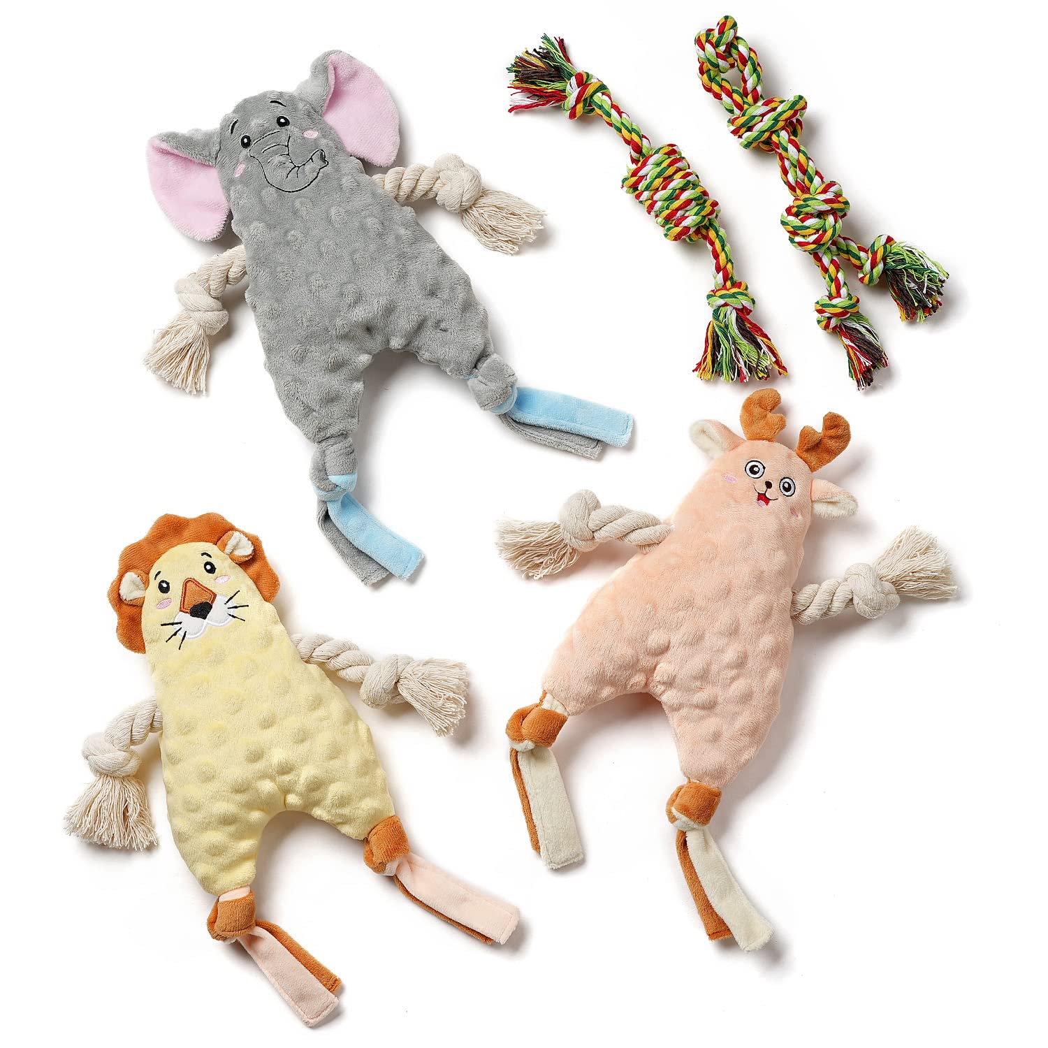 Sedioso 5-Pack Dog Plush Toys - Soft Squeaky Chew Toys for Small, Medium & Large Dogs - Cute Animal Stuffed Puppy Toys for Playtime & Training