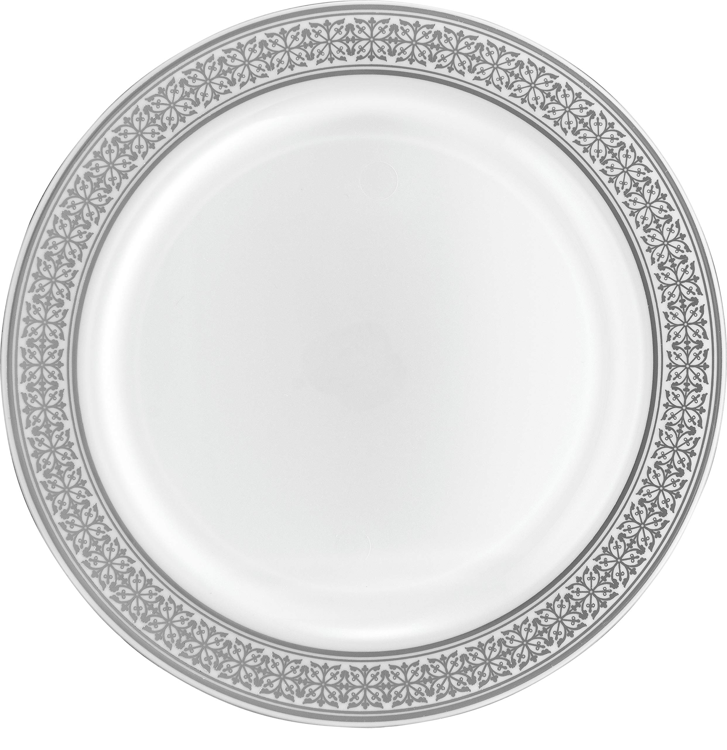 Laura Stein Opulence Series 40-Piece Premium Plastic Dinnerware Set - 20 White & Silver Rim 10.75
