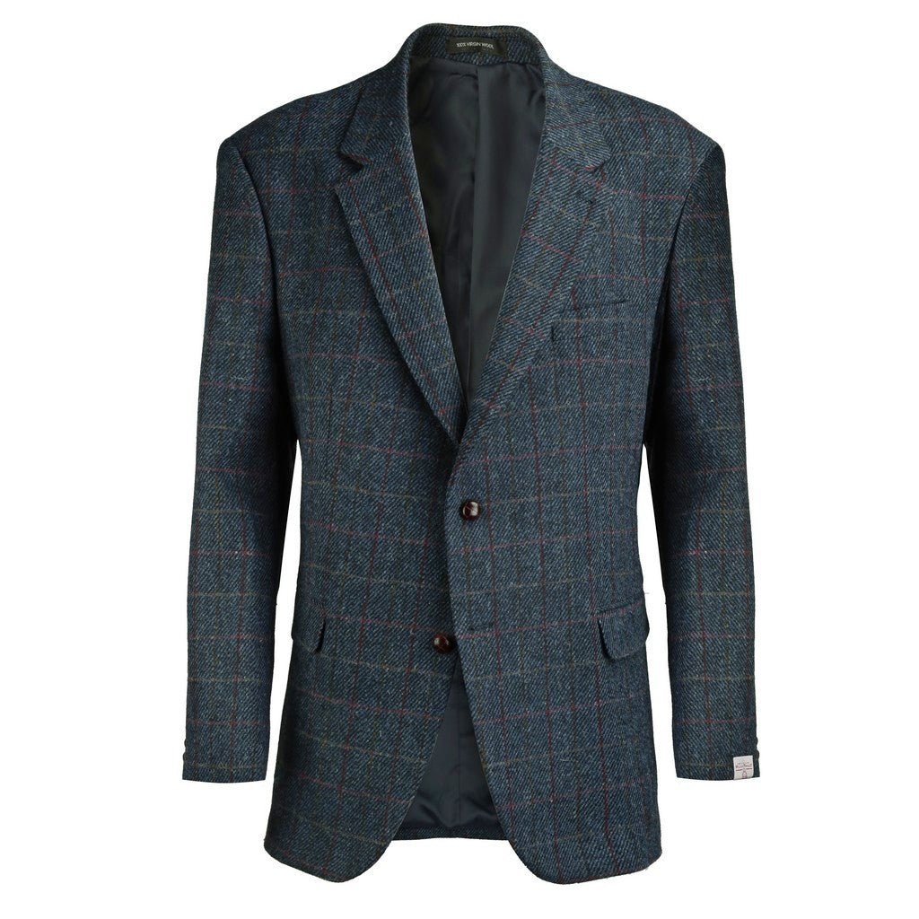Beaucaire X Harris Tweed Classic Blue Blazer for Men - Elegant Formal Wear for Business, Weddings & Special Occasions