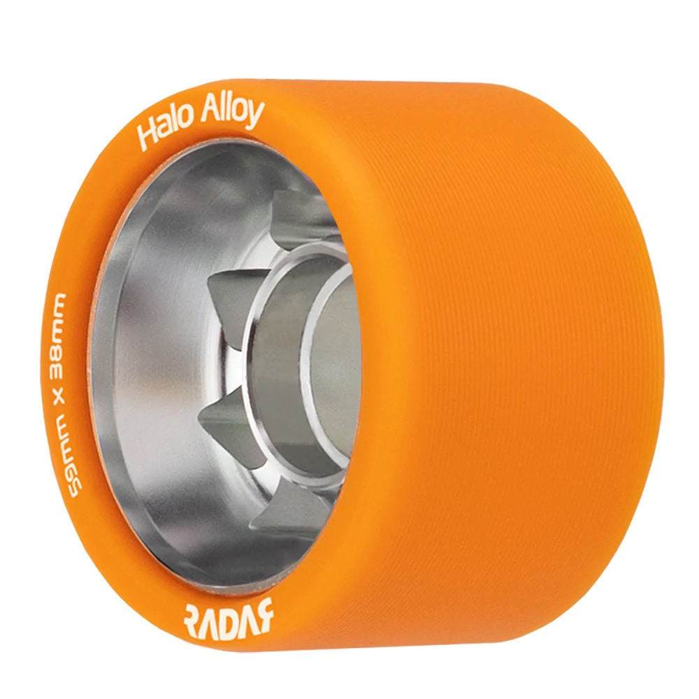 Premium Radar Halo Alloy 59mm Roller Skate Wheels - 4 Pack Set for Indoor/Outdoor Skating, Rink, Derby & Artistic Roller Skating - High Performance Urethane Wheels for Smooth Ride