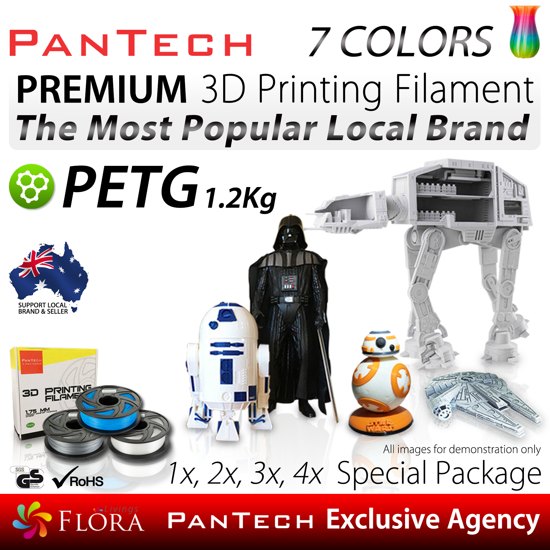 High-Quality PanTech PETG 3D Printing Filament - 1.75mm, 1kg Spool, Dimensional Accuracy ±0.03mm - Perfect for Functional Prototypes, Cosplay Props & DIY Projects