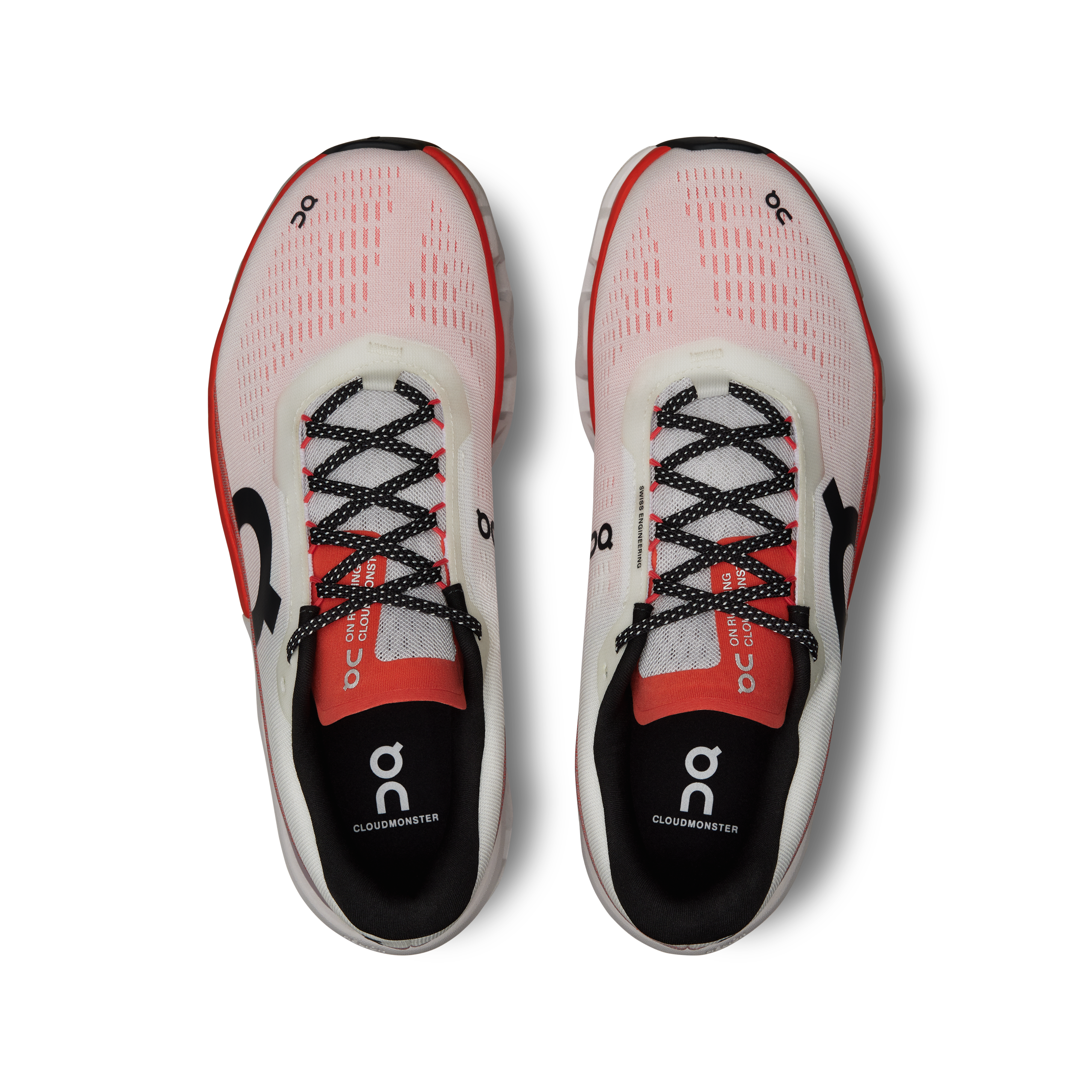 On Running Men's Cloudmonster 2 Running Shoes - White/Flame - Lightweight Cushioned Sneakers for Road Running & Jogging