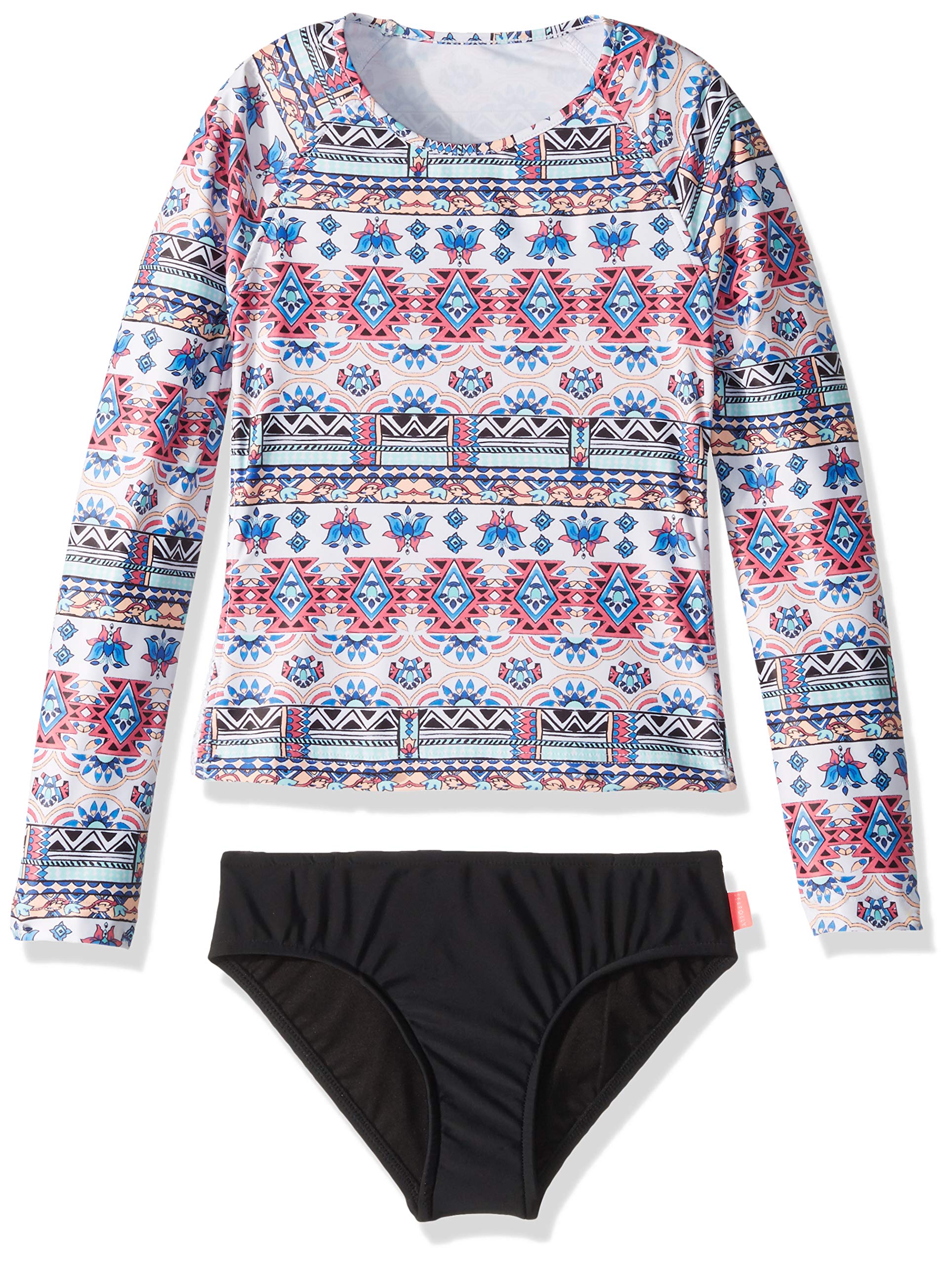 Seafolly Girls' Long Sleeve UV Protection Swimwear Set - Rash Guard & Swim Shorts for Surfing, Beach & Pool Activities