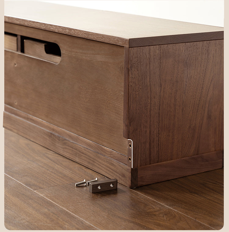 Solid Oak & Black Walnut Wood TV Stand - Rustic Modern Entertainment Center for Living Room, Home Theater & Media Storage