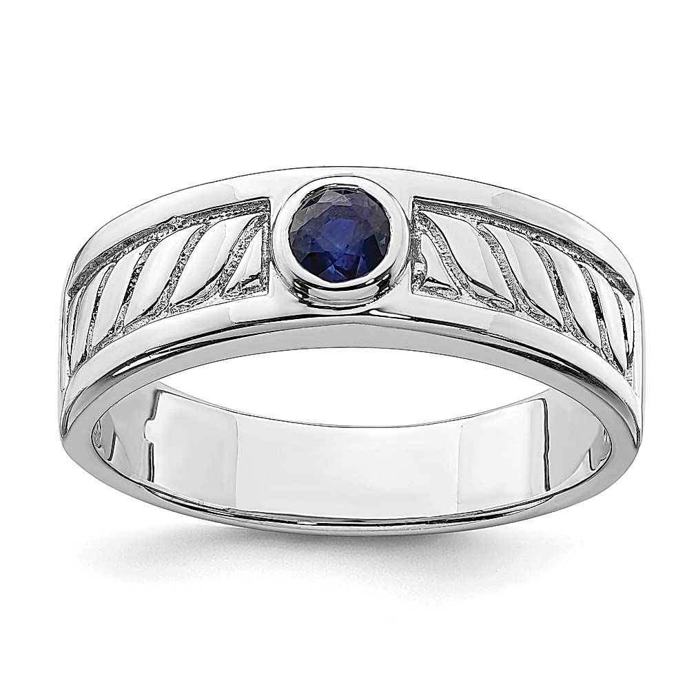 925 Sterling Silver Men's Blue Sapphire Ring - Genuine Gemstone Fine Jewelry for Men, Gifts for Him, Dad, Husband - Perfect for Weddings, Anniversaries & Special Occasions
