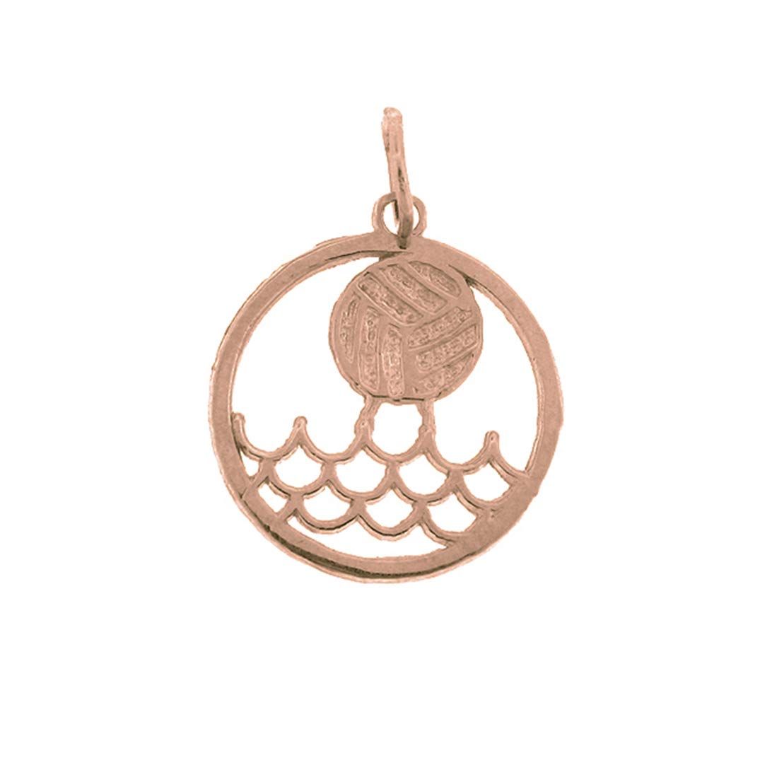 14K Solid Rose Gold Water Polo Pendant Necklace - 20mm Elegant Sports Jewelry Gift for Athletes, Coaches & Water Polo Fans