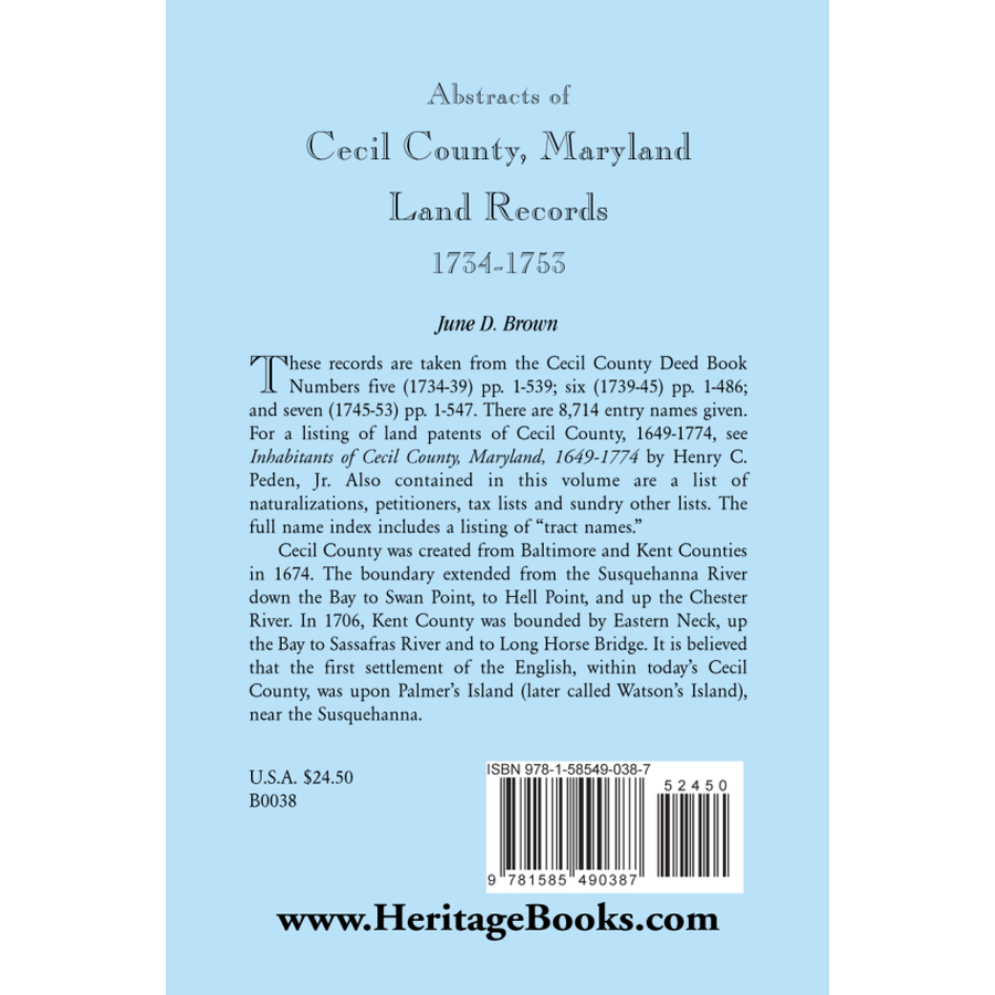 Abstracts of Cecil County Maryland Land Records 1734-1753 | Historical Genealogy Research & Property Deed Documents for Ancestry & Family History Studies