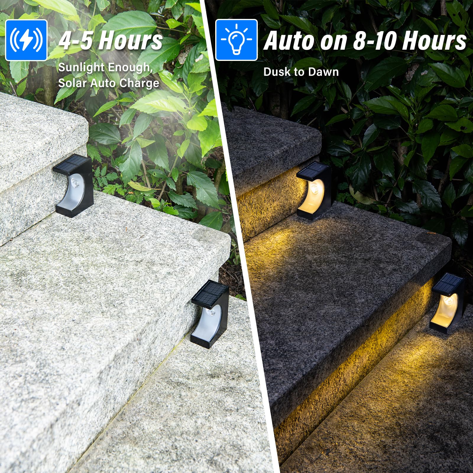 6 Pack Solar Step Lights for Outdoor Stairs - Waterproof Solar Deck Lights for Garden, Backyard, and Landscape - Warm White LED Lighting - Perfect for Pathways, Patios, and Driveway Safety