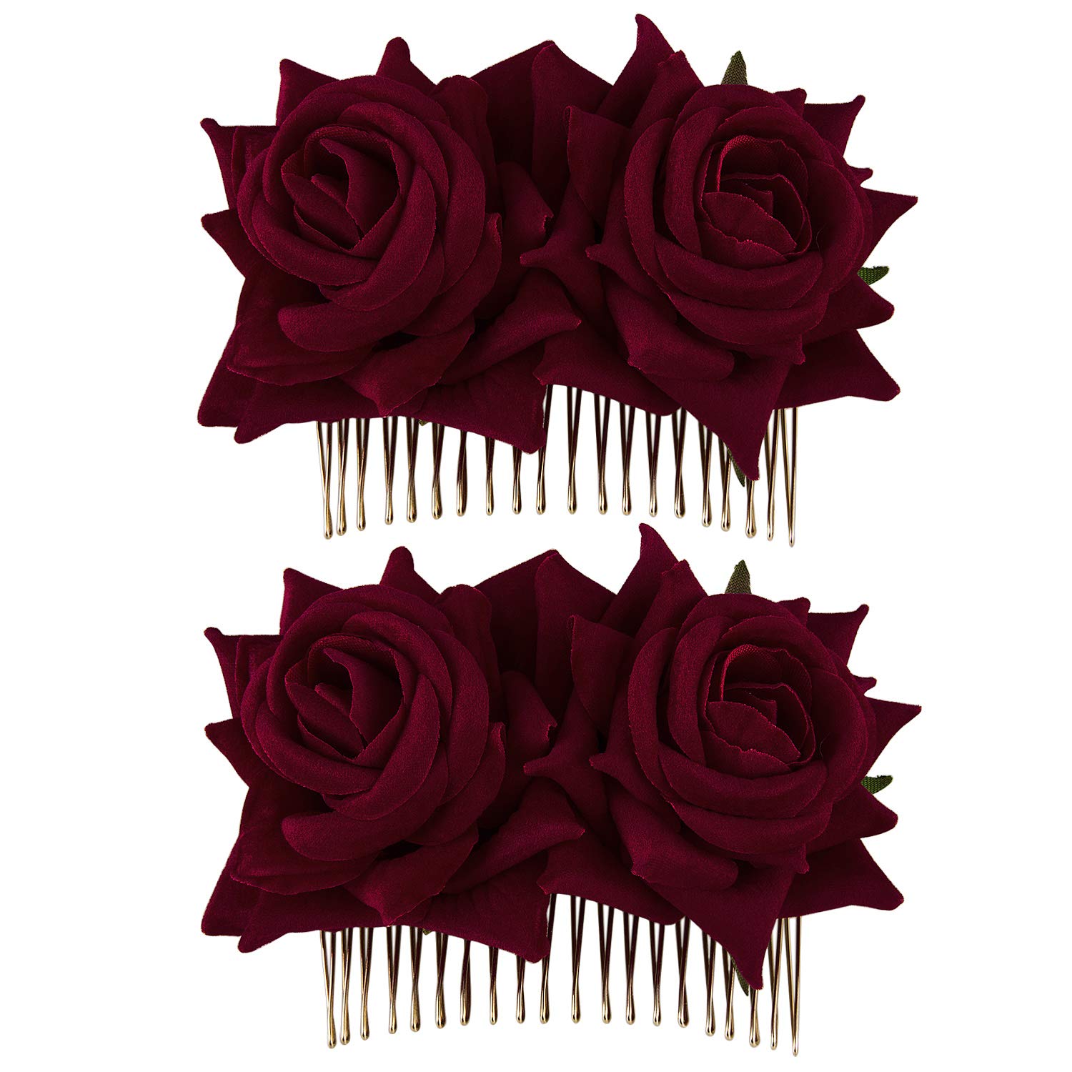 Bridal Hair Combs - Rose Flower Wedding Accessories for Brides & Dancers