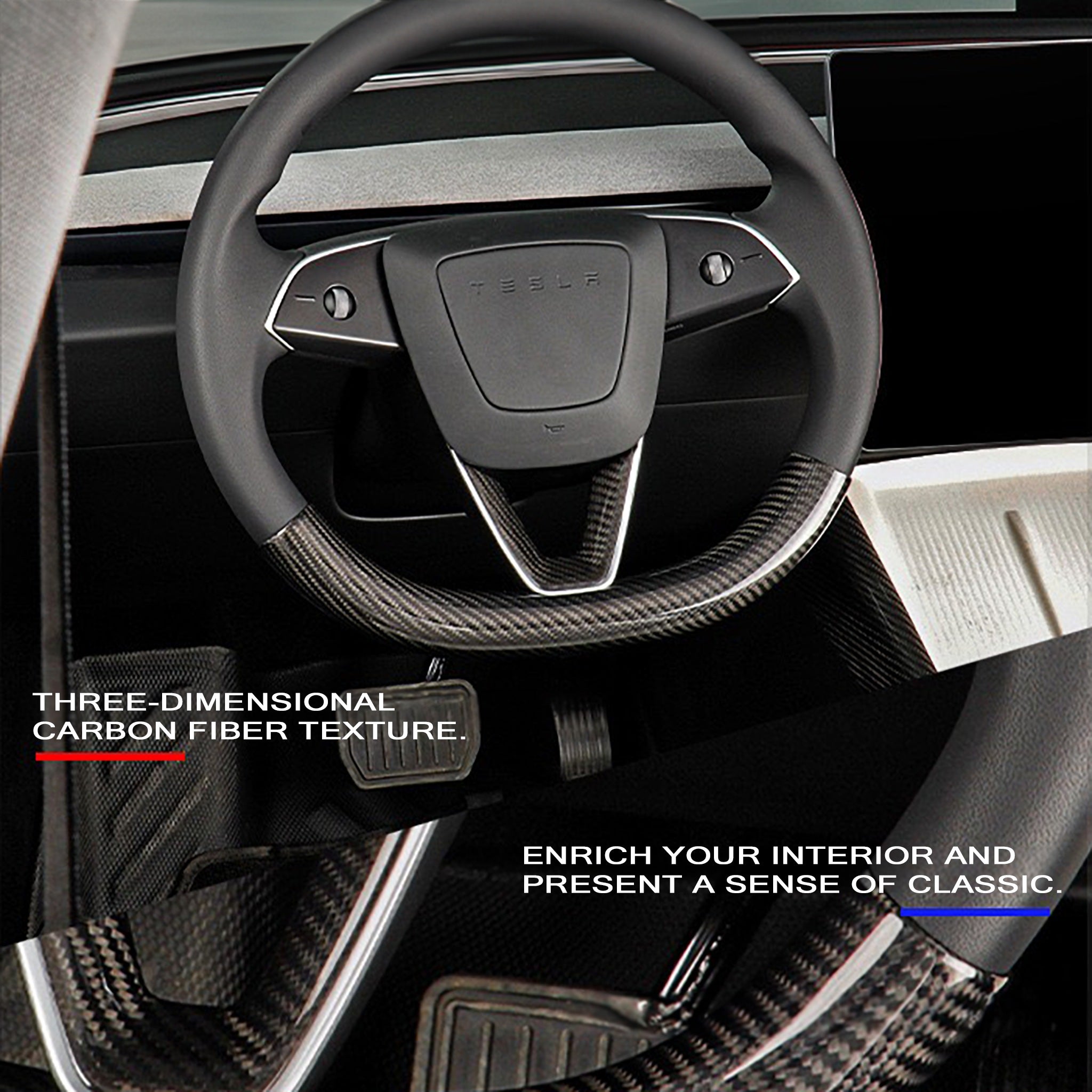 Premium Real Carbon Fiber Steering Wheel Cover for 2024 Tesla Model 3 Highland & 2025 Model Y Juniper - Upgrade Interior with Lightweight Carbon Fiber Trim (Perfect for Car Enthusiasts & Luxury Vehicle Customization)