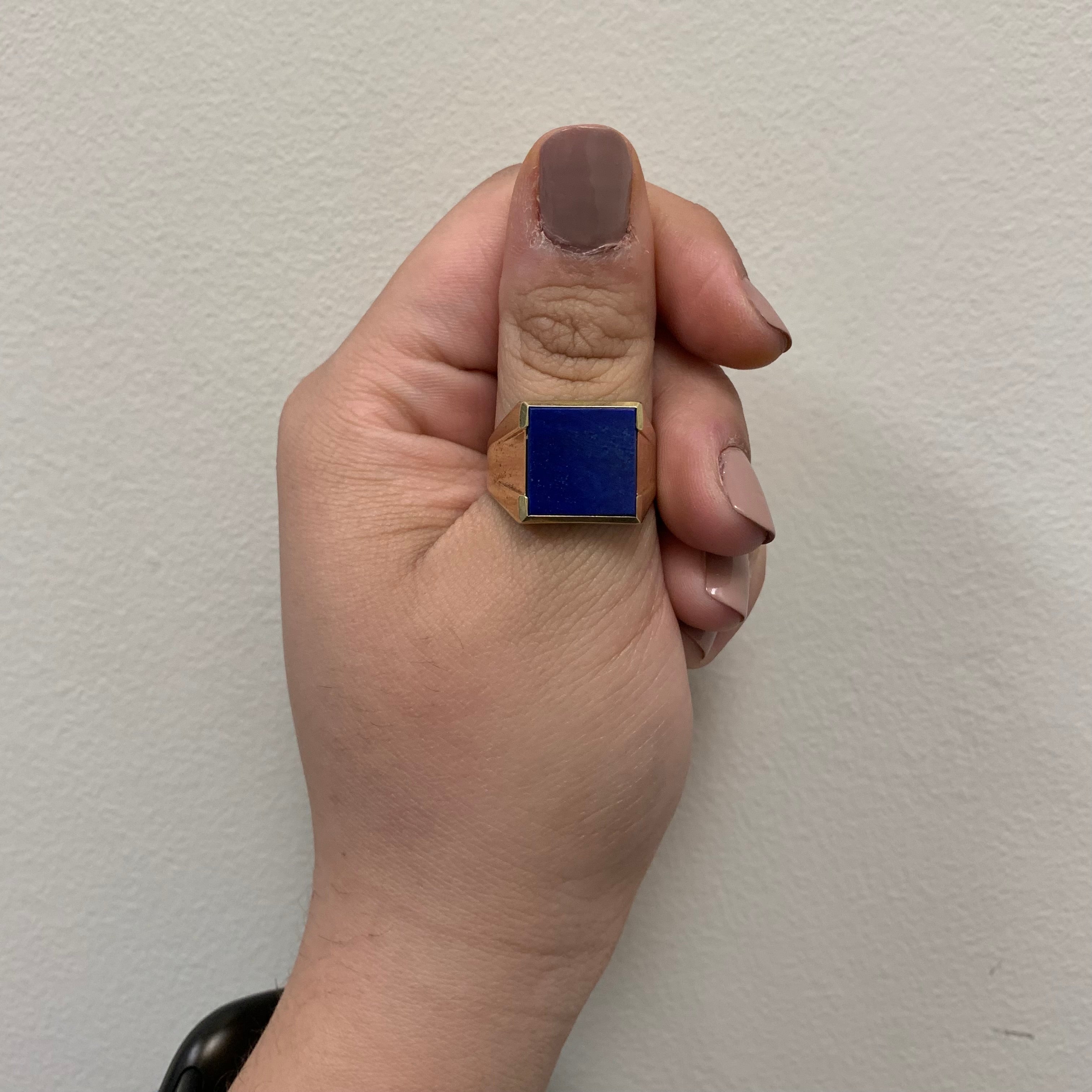 Lapis Lazuli Square Signet Ring - 5.40ct Genuine Stone - Size 11.5 - Handmade Jewelry for Men & Women - Perfect for Gifts, Weddings & Special Occasions