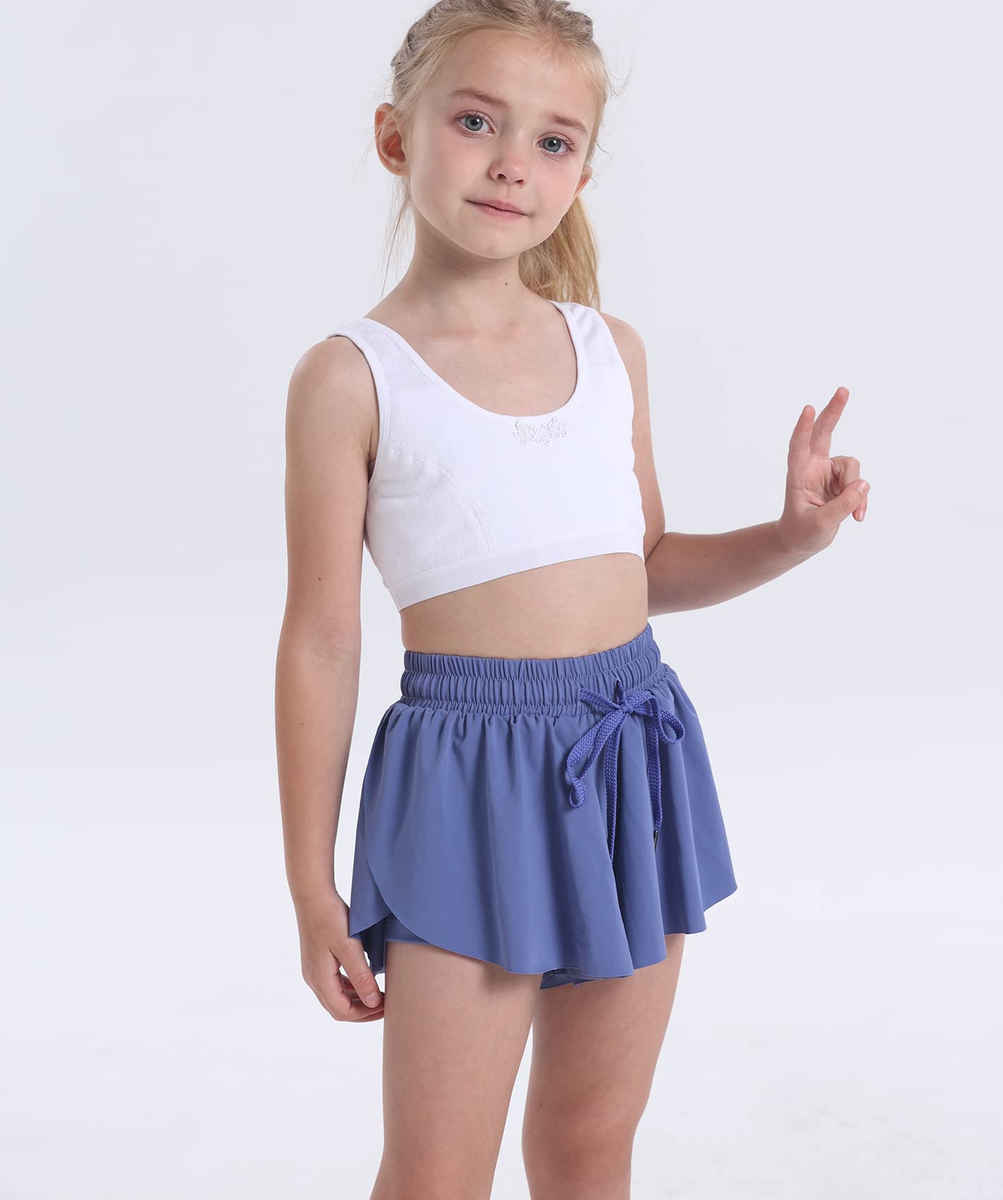 Butterfly Running Shorts for Girls - 2-in-1 Athletic Skirt Shorts with Spandex Liner - Perfect for Cheerleading, Tennis, Dance & School Sports | Comfortable Preppy Workout Outfit