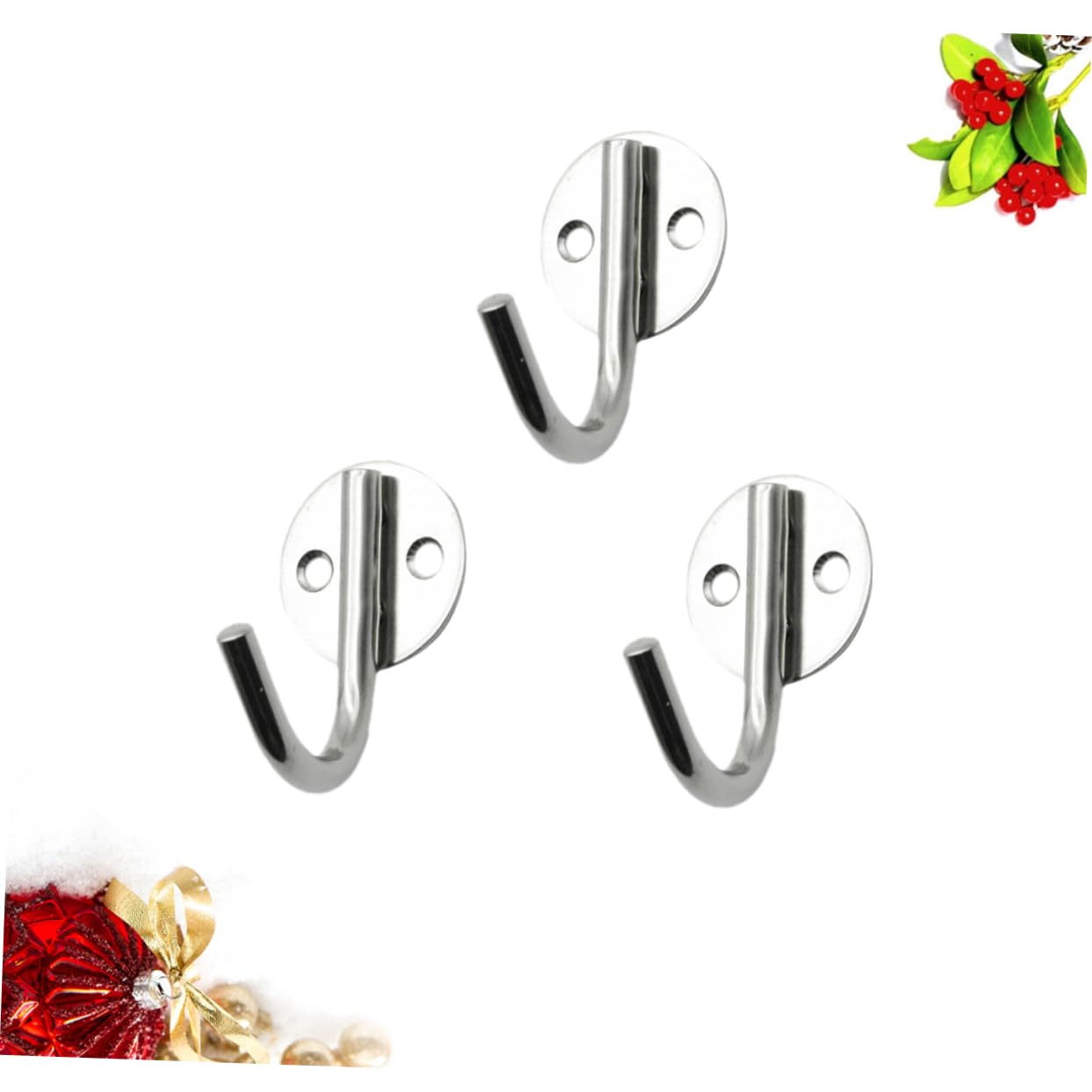 Stainless Steel Bathroom Wall Hooks - 3 Pack Heavy Duty Hangers for Towels, Robes & Coats - Rustproof Utility Hooks for Home, Kitchen, Garage & Dorm Organization