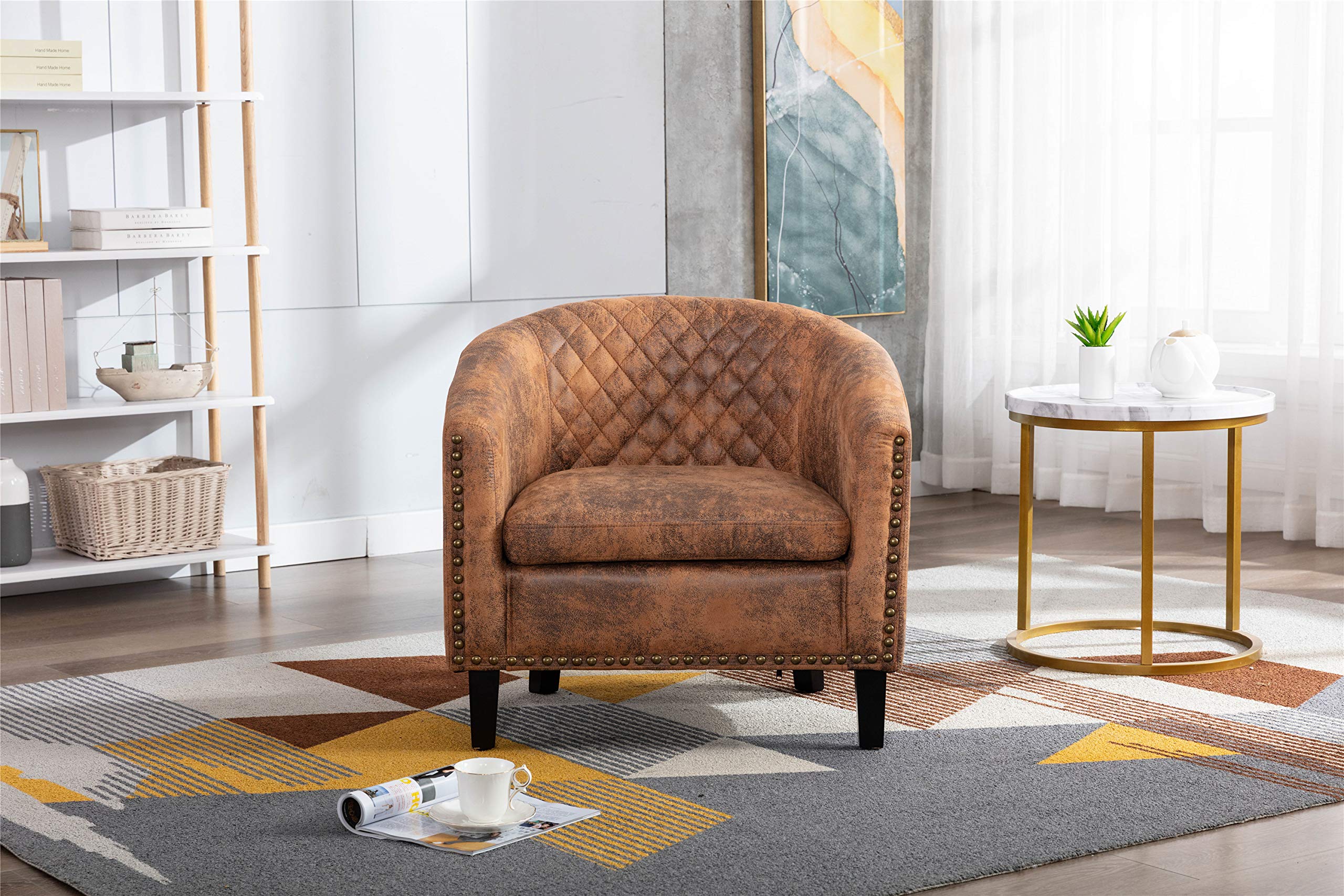 Modern Accent Arm Chair - Single Sofa Living Room Chair with Solid Wood Legs, Comfortable Reading Chair for Bedroom, Lounge & Home Office - Perfect for Relaxing, Reading & Decorating Your Space
